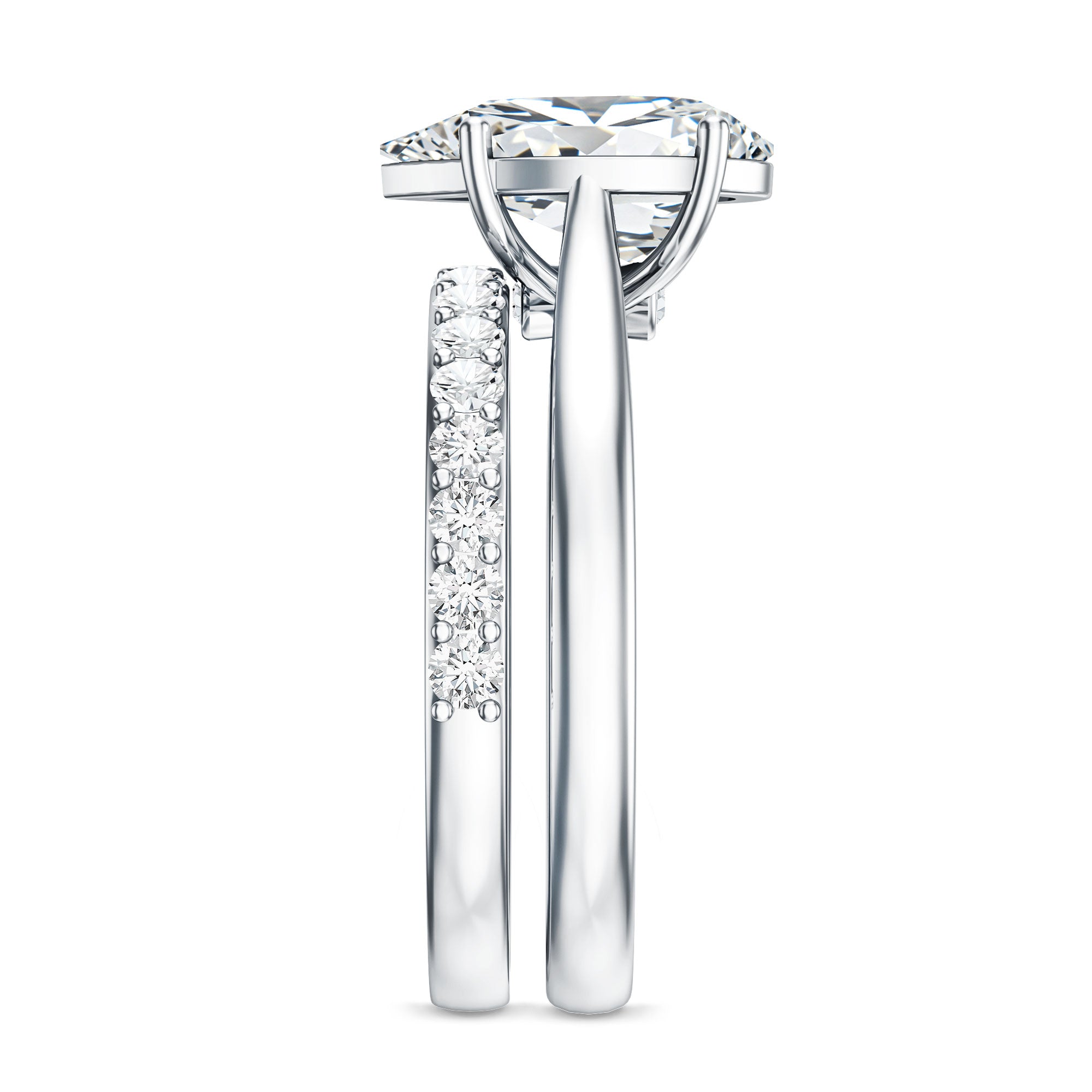 Rosec Jewels-IGI Certified Pear Shape 2 Carat Lab Grown Diamond Bridal Ring Set for Women