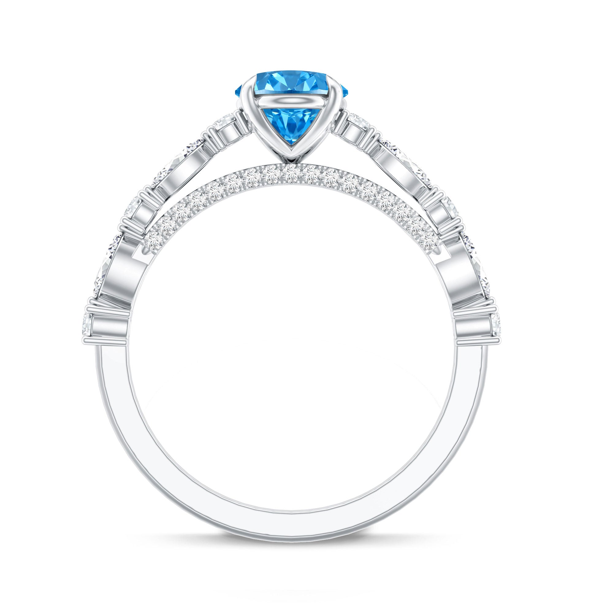 1 Carat Oval Shaped Lab Created Blue Diamond Engagement Ring IGI Certified Vivid Blue - VS1 - Rosec Jewels