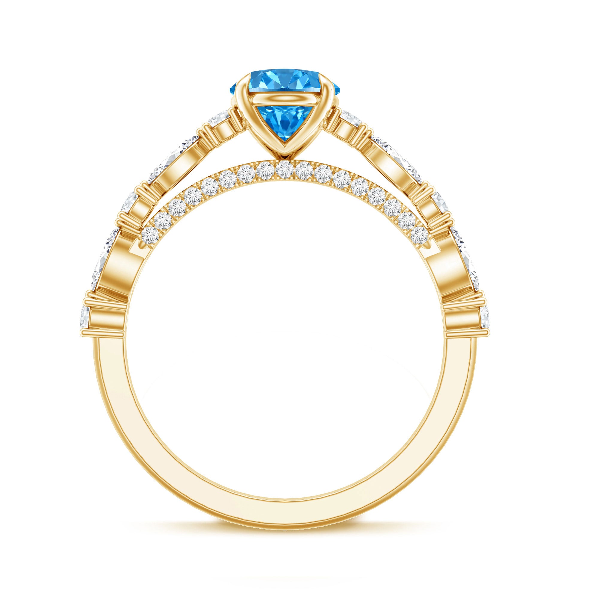 1 Carat Oval Shaped Lab Created Blue Diamond Engagement Ring IGI Certified Vivid Blue - VS1 - Rosec Jewels