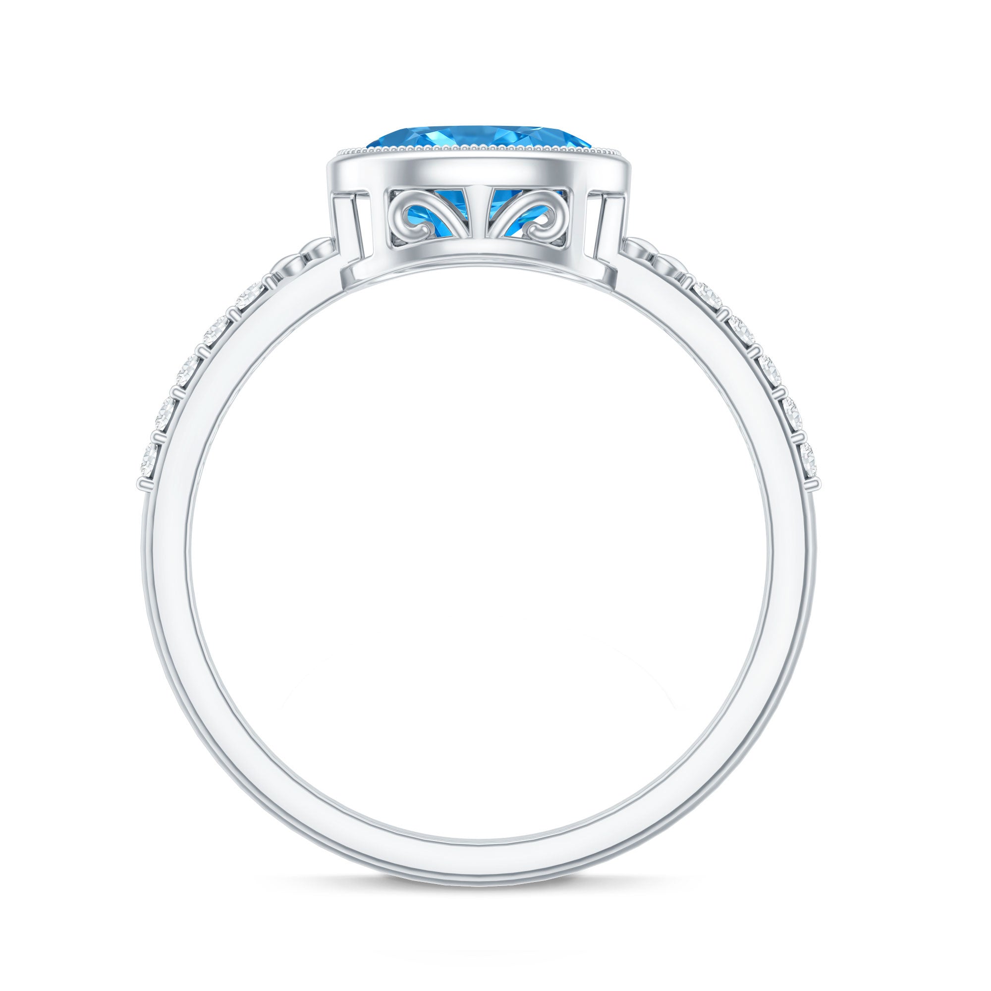 1 Carat Oval Lab Grown Blue Diamond East West Engagement Ring IGI Certified Vivid Blue - VS1 - Rosec Jewels
