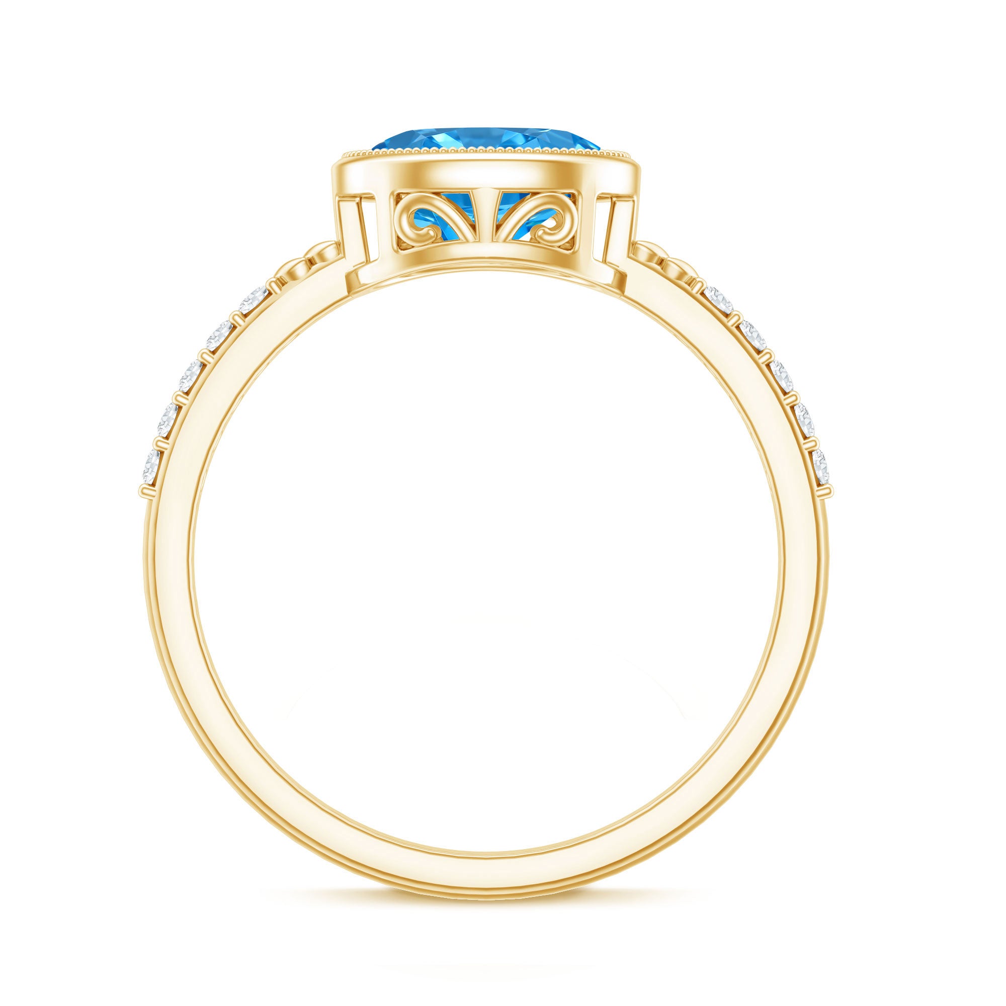 1 Carat Oval Lab Grown Blue Diamond East West Engagement Ring IGI Certified Vivid Blue - VS1 - Rosec Jewels