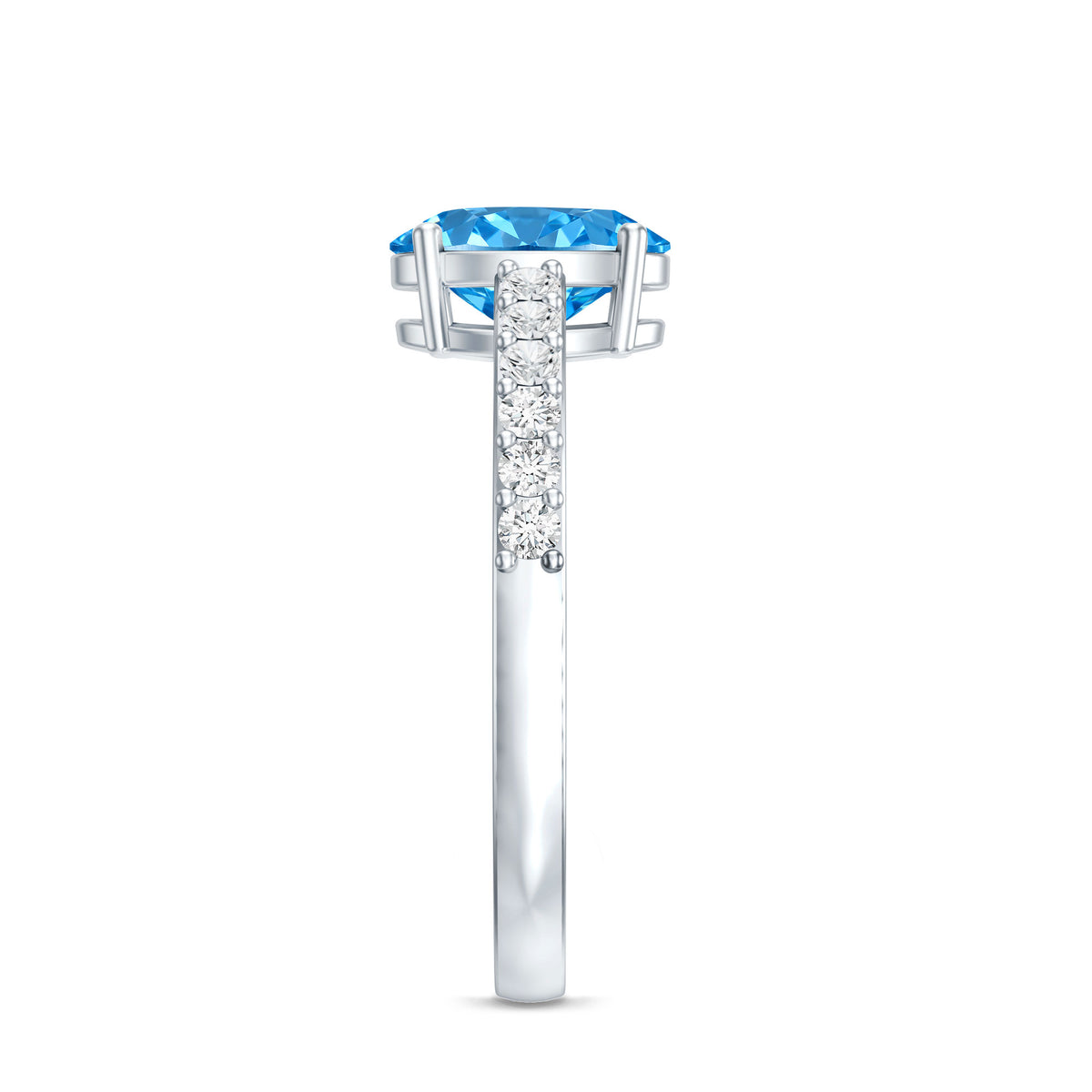 IGI Certified 1 Carat Lab Blue Diamond Oval Engagement Ring with Side Stones Vivid Blue - VS1 - Rosec Jewels