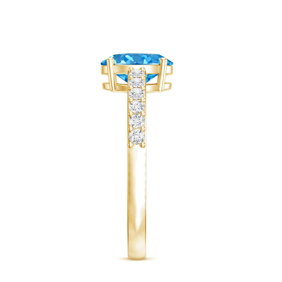 IGI Certified 1 Carat Lab Blue Diamond Oval Engagement Ring with Side Stones Vivid Blue - VS1 - Rosec Jewels