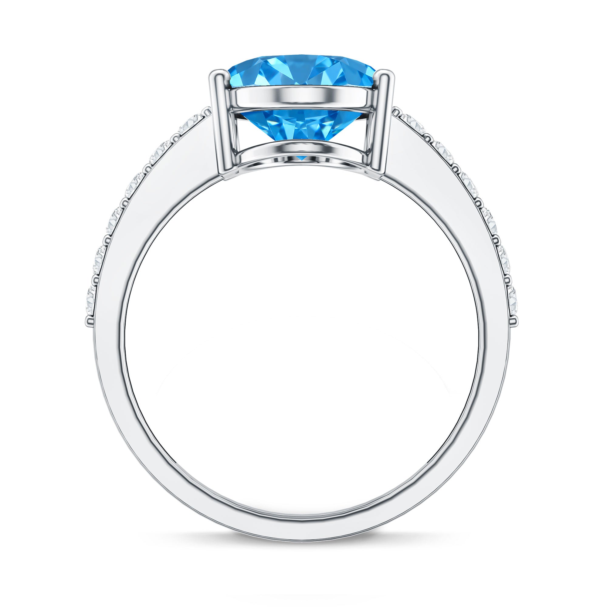 IGI Certified Solitaire 4 Carat Lab Grown Blue Diamond Huge Engagement Ring with Side Stones Vivid Blue - VS1 - Rosec Jewels