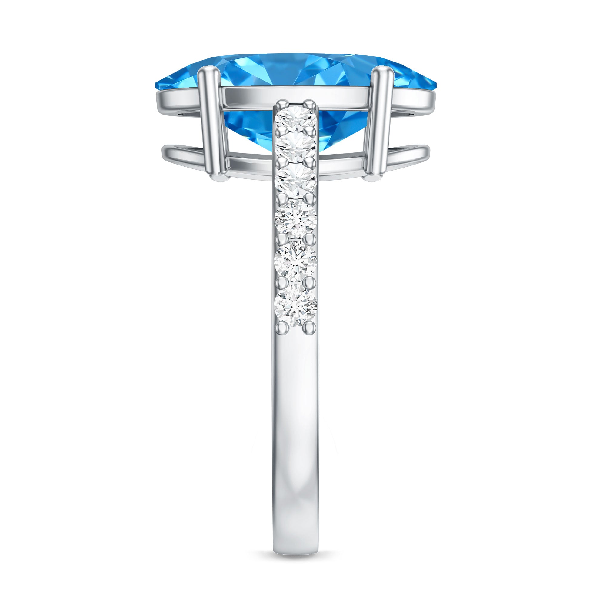 IGI Certified Solitaire 4 Carat Lab Grown Blue Diamond Huge Engagement Ring with Side Stones Vivid Blue - VS1 - Rosec Jewels