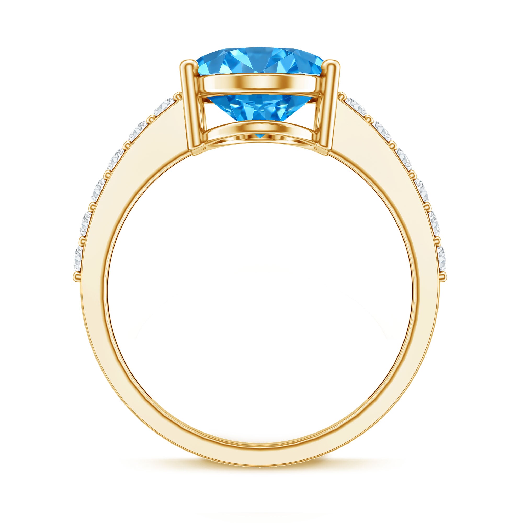 IGI Certified Solitaire 4 Carat Lab Grown Blue Diamond Huge Engagement Ring with Side Stones Vivid Blue - VS1 - Rosec Jewels