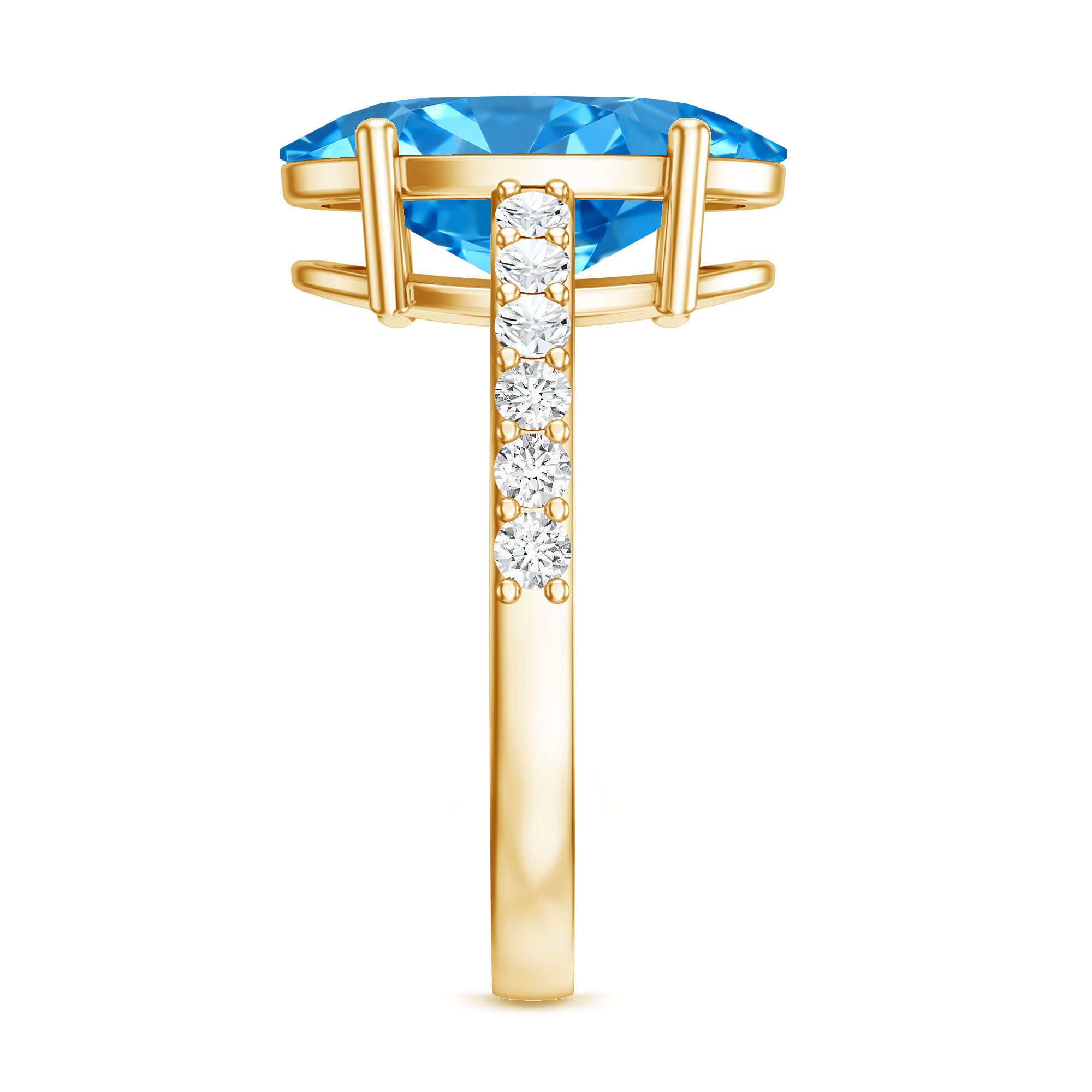 IGI Certified Solitaire 4 Carat Lab Grown Blue Diamond Huge Engagement Ring with Side Stones Vivid Blue - VS1 - Rosec Jewels