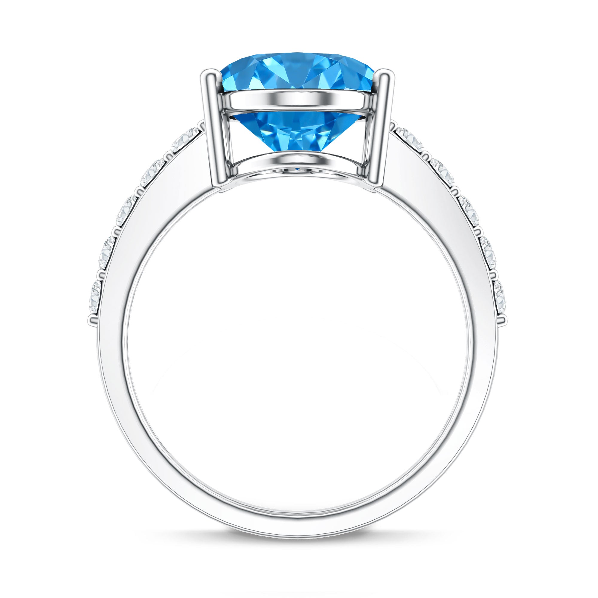 Elongated Oval Lab Grown Blue Diamond 5 Carat Engagement Ring IGI Certified Vivid Blue - VS1 - Rosec Jewels
