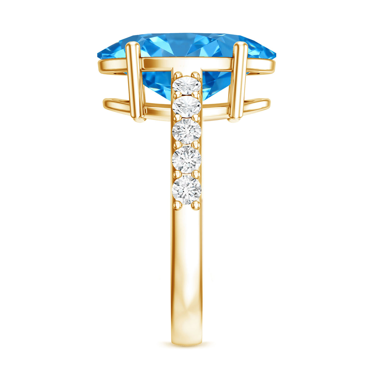 Elongated Oval Lab Grown Blue Diamond 5 Carat Engagement Ring IGI Certified Vivid Blue - VS1 - Rosec Jewels