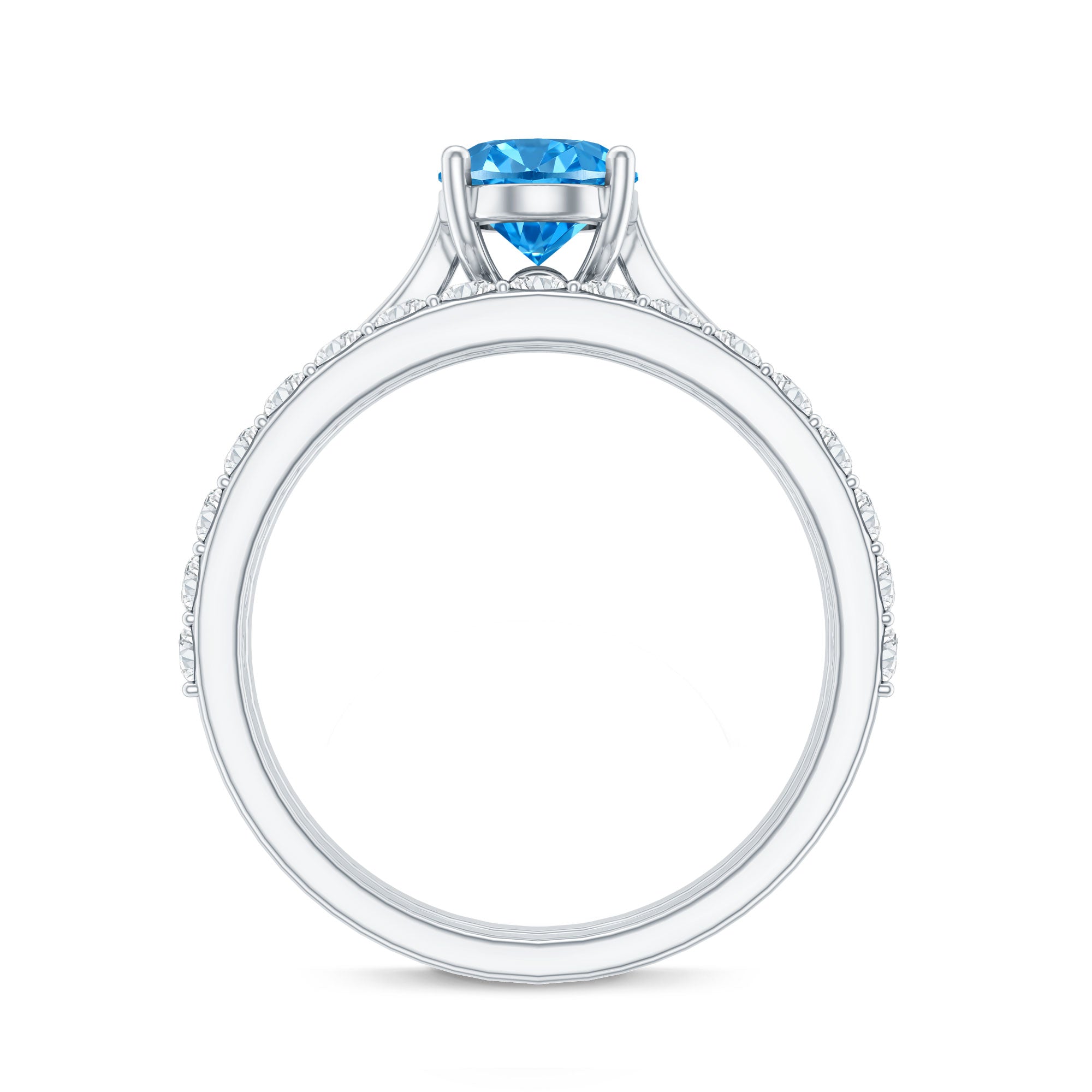 IGI Certified Oval 1 Carat Lab Grown Blue Diamond Wedding Ring Set Vivid Blue - VS1 - Rosec Jewels