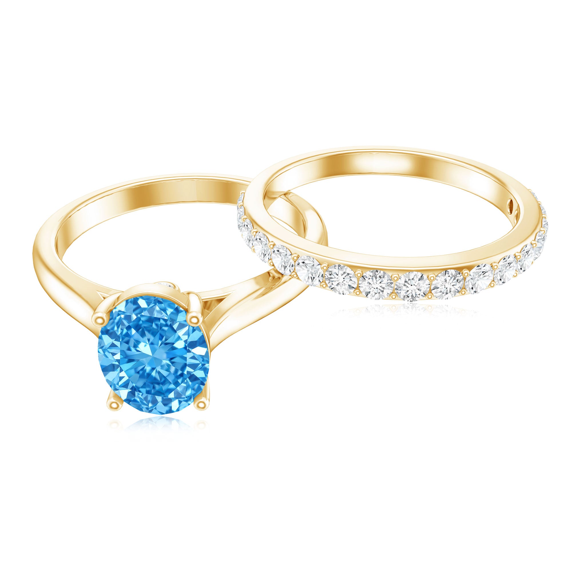 IGI Certified Oval 1 Carat Lab Grown Blue Diamond Wedding Ring Set Vivid Blue - VS1 - Rosec Jewels