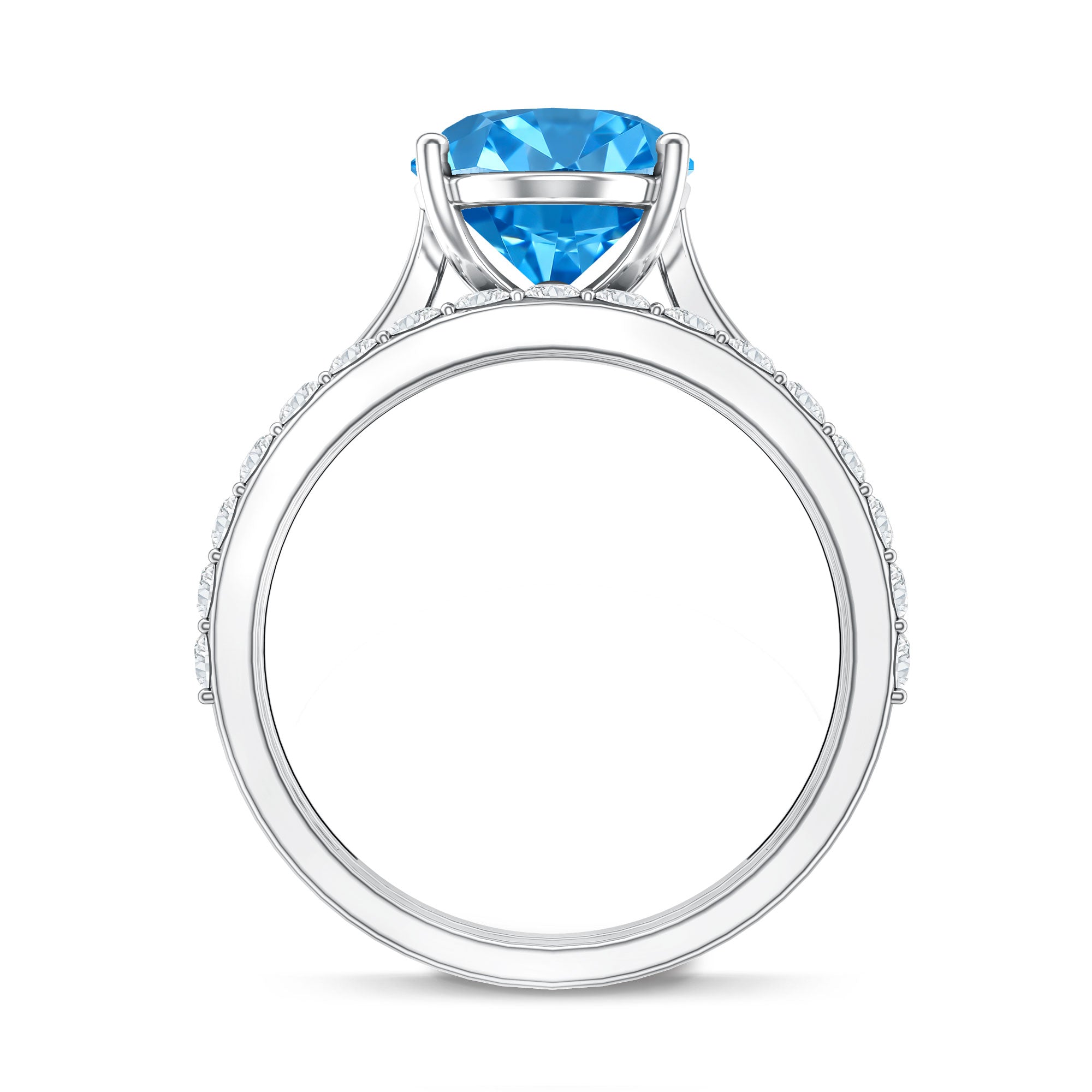 Lab Grown Blue Diamond 3 Carat Oval Bridal Ring Set with IGI Certificate Vivid Blue - VS1 - Rosec Jewels