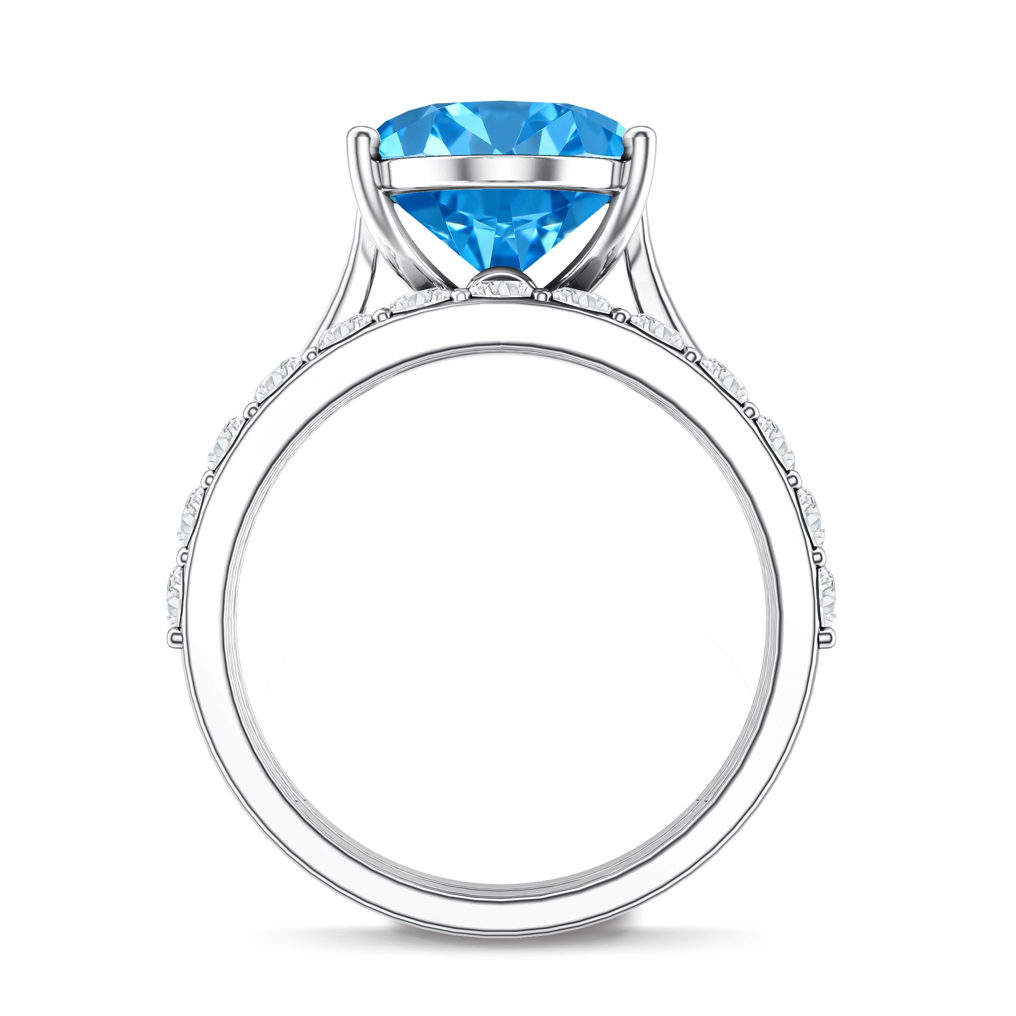 5 Carat Oval Lab Grown Blue Diamond Engagement Ring and Wedding Band with IGI Certificate Vivid Blue - VS1 - Rosec Jewels