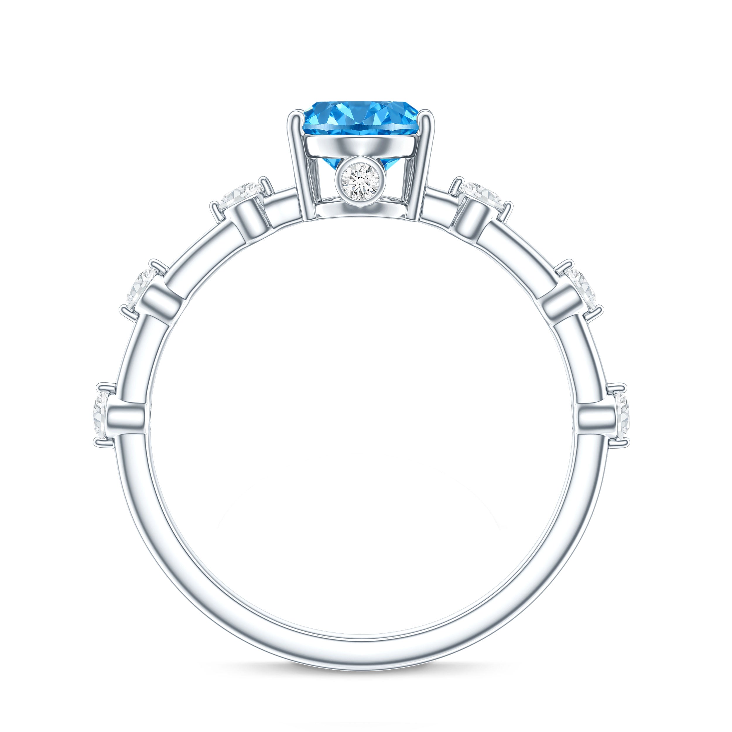 Oval Shaped 1 Carat Lab Grown Blue Diamond Solitaire Ring with IGI Certificate Vivid Blue - VS1 - Rosec Jewels