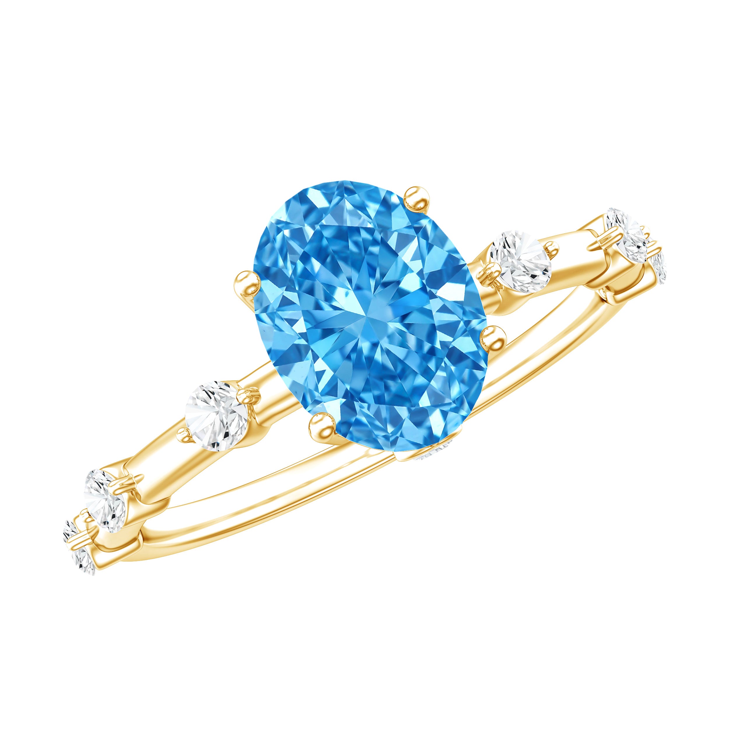 Oval Shaped 1 Carat Lab Grown Blue Diamond Solitaire Ring with IGI Certificate Vivid Blue - VS1 - Rosec Jewels