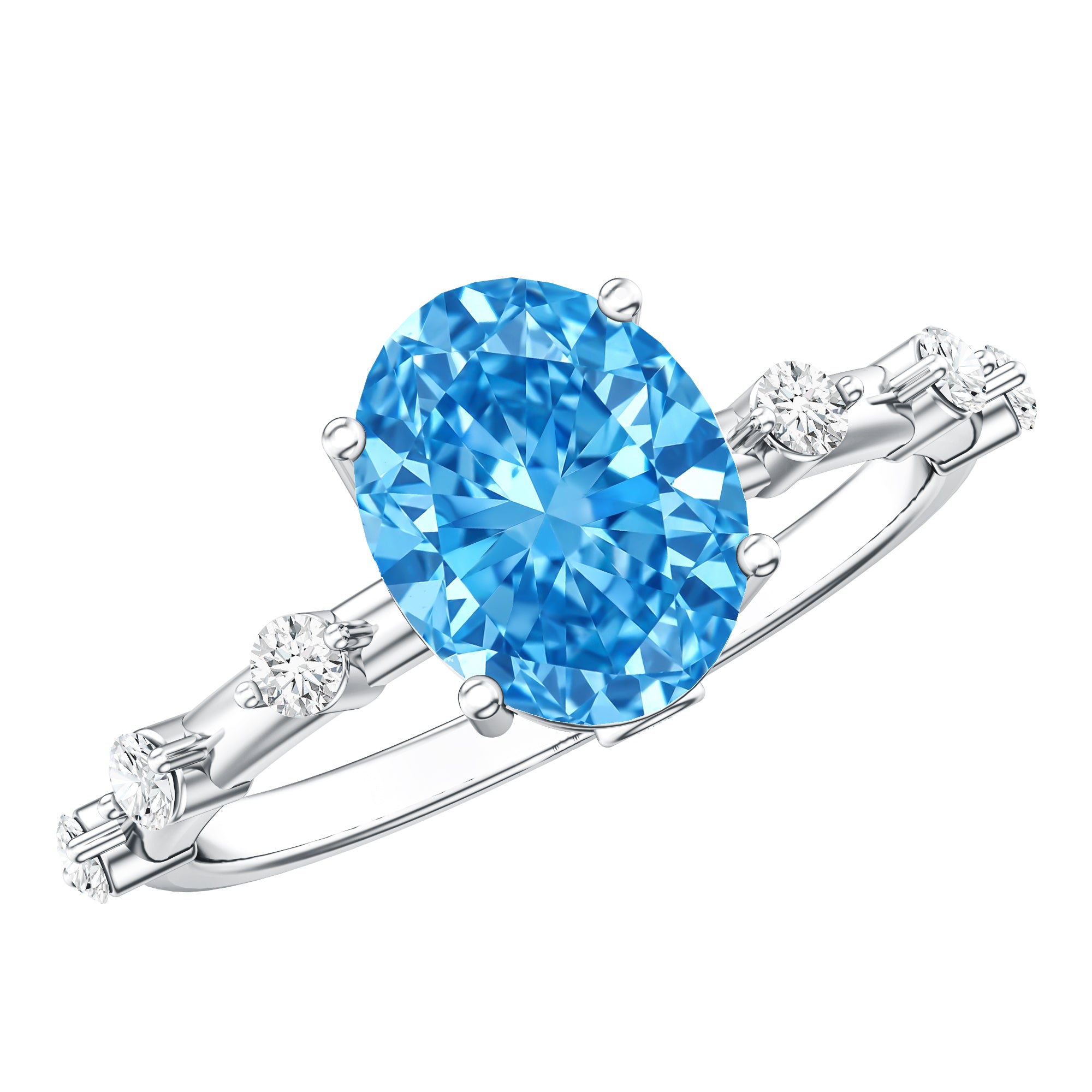 IGI Certified Lab Grown Blue Diamond Oval Engagement Ring 2 Carat Vivid Blue - VS1 - Rosec Jewels