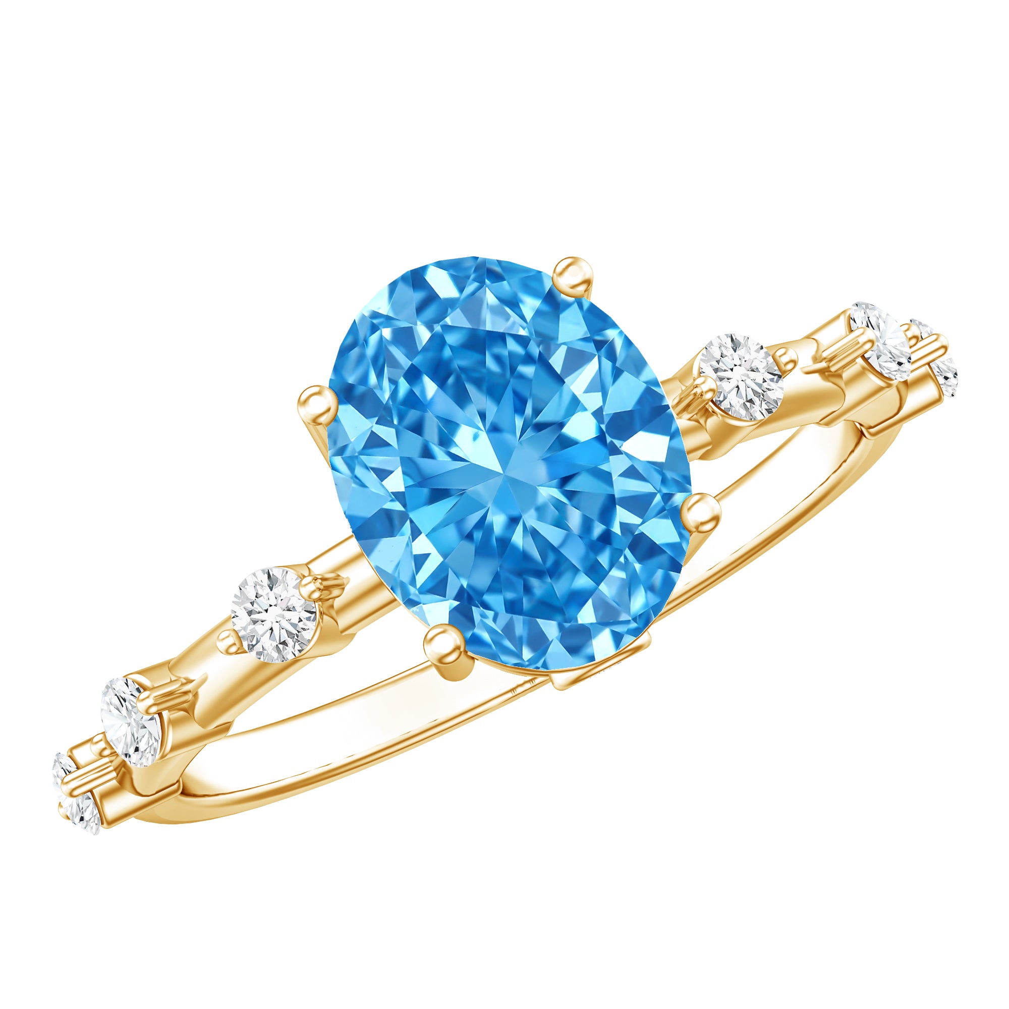 IGI Certified Lab Grown Blue Diamond Oval Engagement Ring 2 Carat Vivid Blue - VS1 - Rosec Jewels