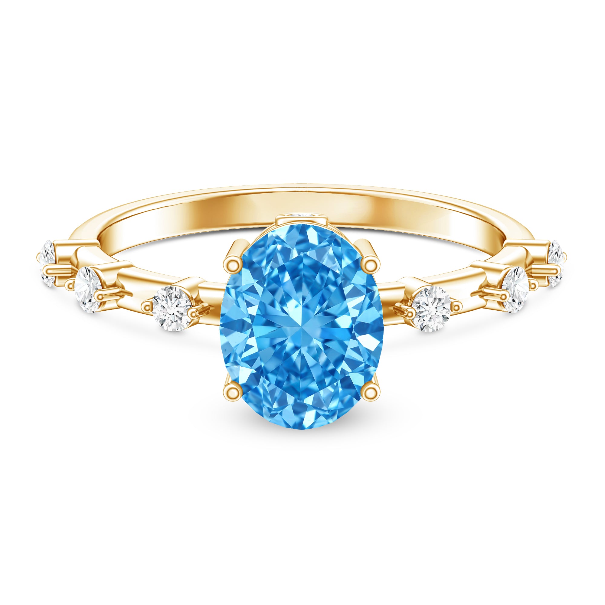 IGI Certified Lab Grown Blue Diamond Oval Engagement Ring 2 Carat Vivid Blue - VS1 - Rosec Jewels