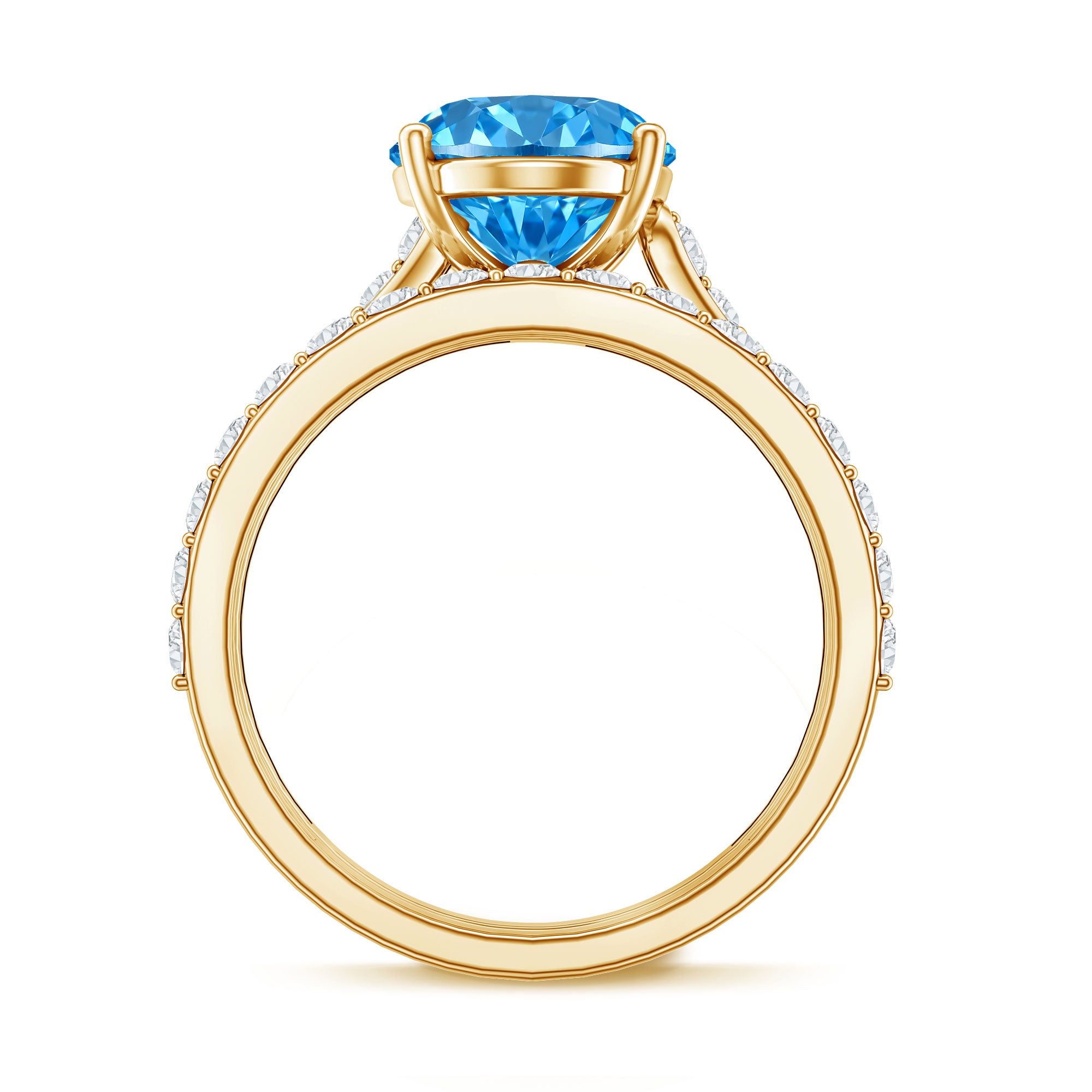 3 Carat Lab Grown Blue Diamond Oval Wedding Ring Set with IGI Certificate Vivid Blue - VS1 - Rosec Jewels