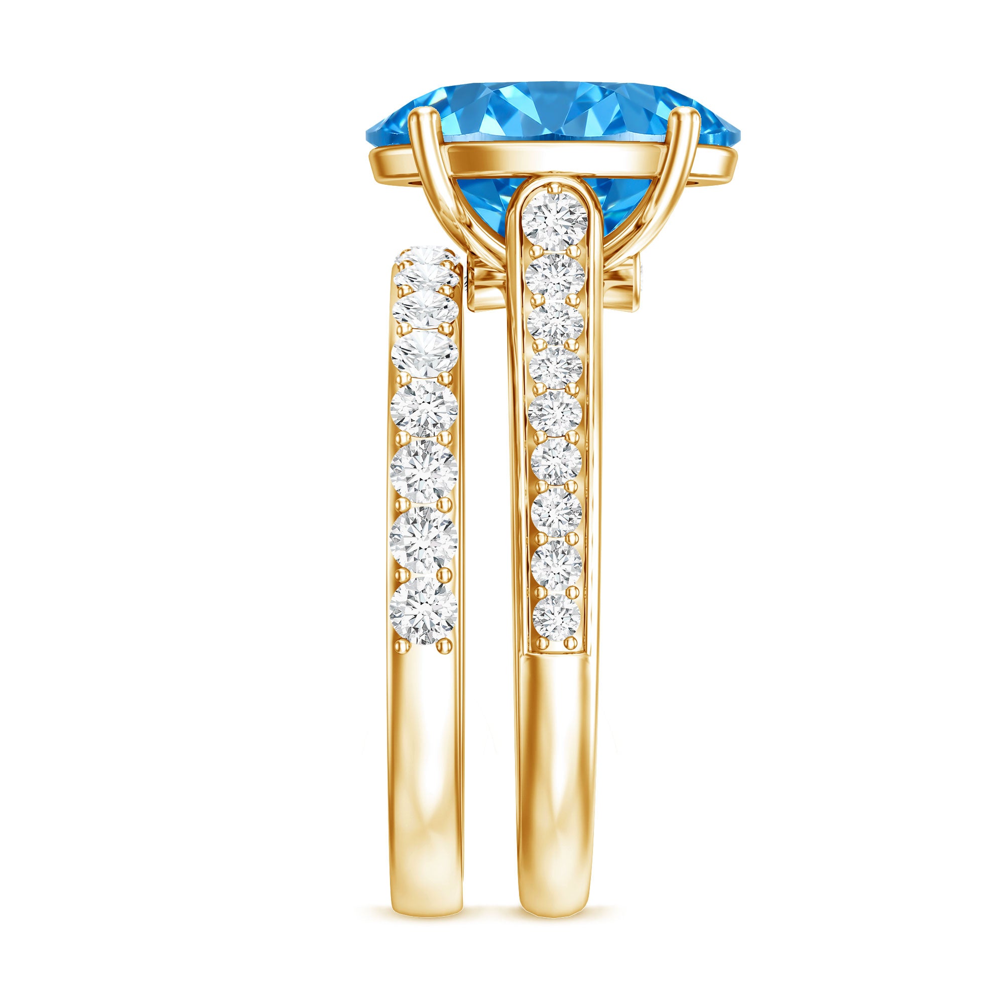 3 Carat Lab Grown Blue Diamond Oval Wedding Ring Set with IGI Certificate Vivid Blue - VS1 - Rosec Jewels