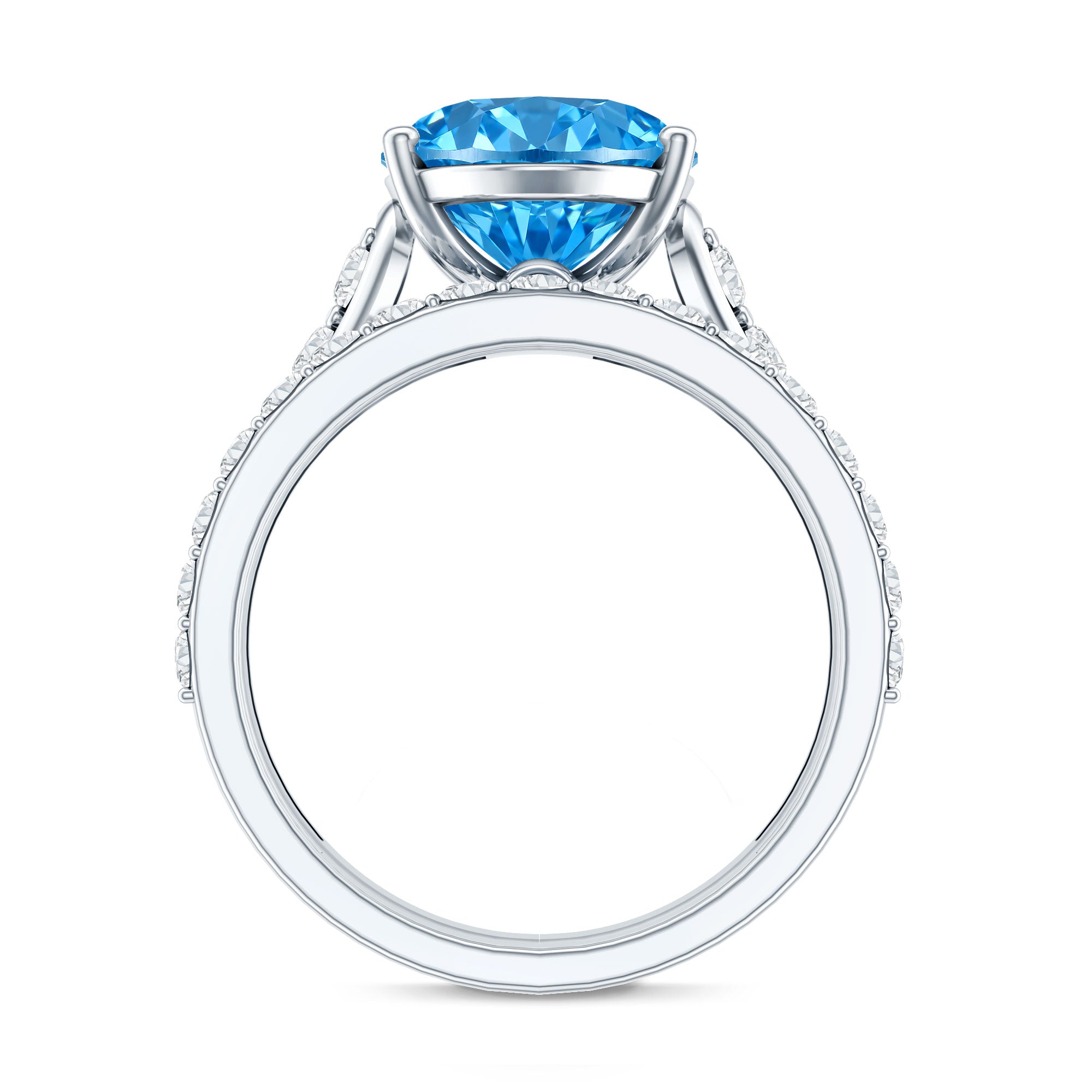 Rosec Jewels-IGI Certified 4 Carat Oval Shape Lab Grown Blue Diamond Bridal Ring Set for Her