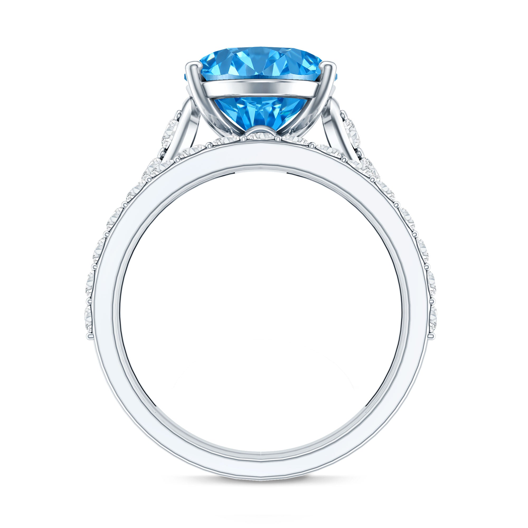 IGI Certified 5 Carat Lab Grown Blue Diamond Oval Shaped Wedding Ring Set Vivid Blue - VS1 - Rosec Jewels