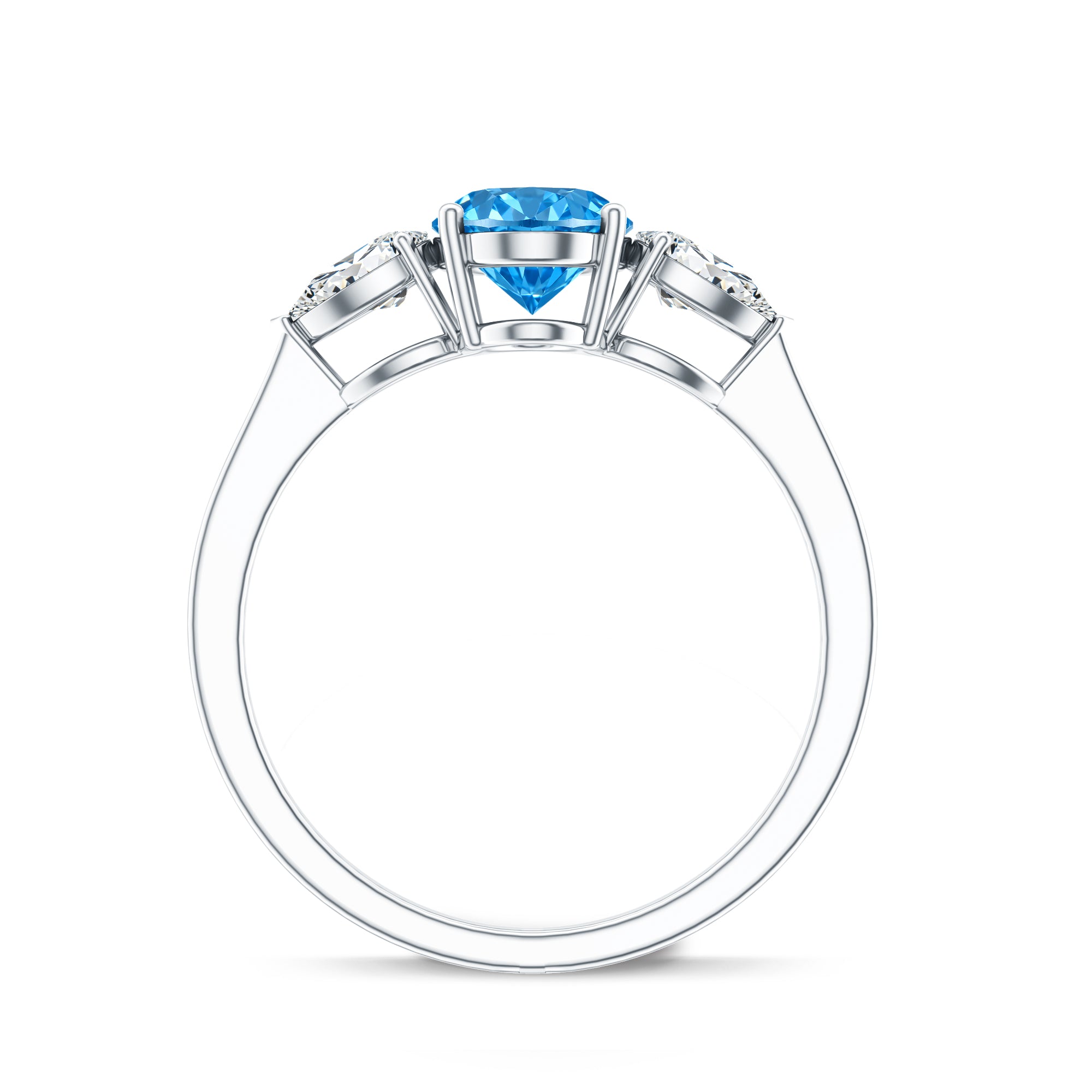 IGI Certified 1 Carat Lab Grown Blue and White Diamond Three Stone Engagement Ring Vivid Blue - VS1 - Rosec Jewels