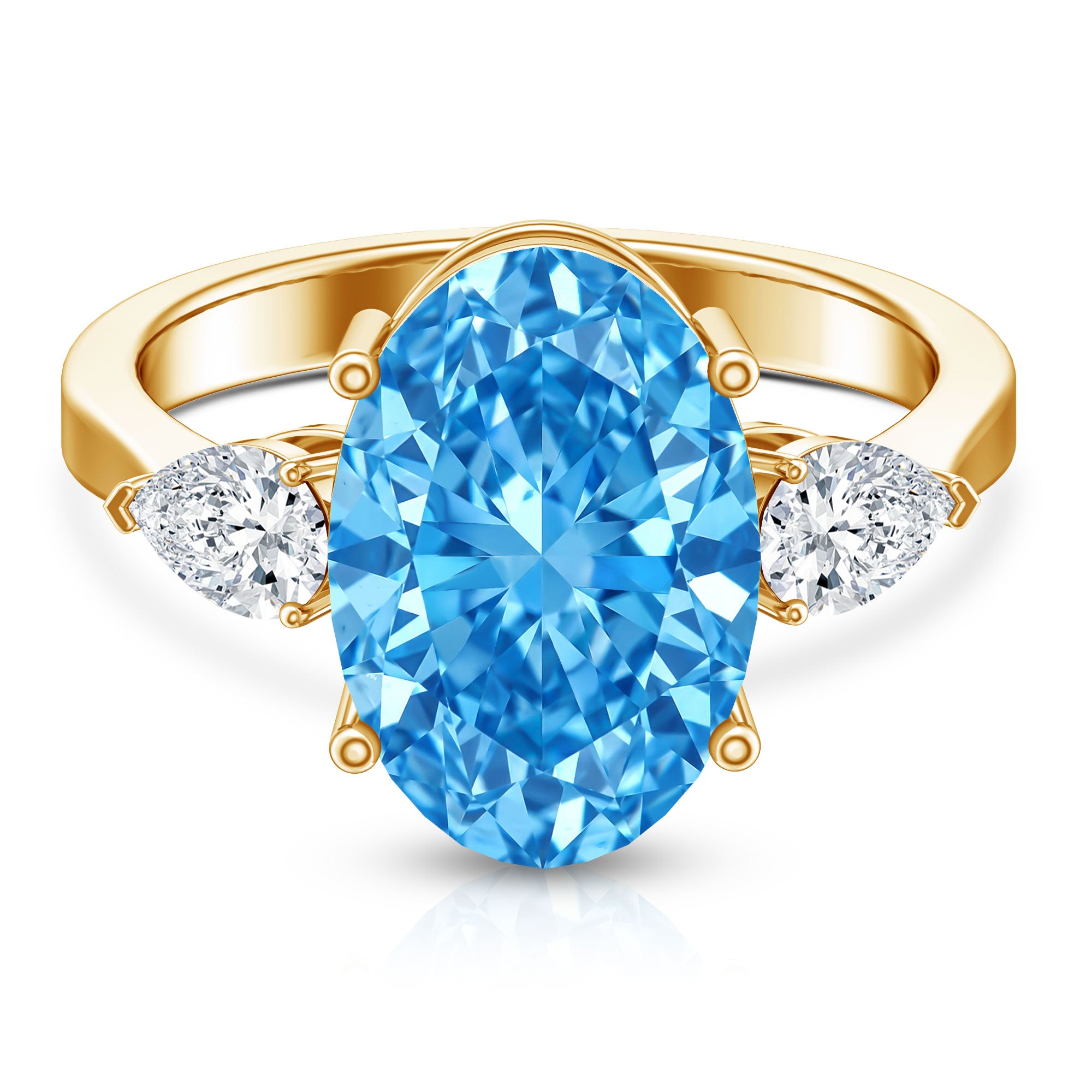 Rosec Jewels-IGI Certified 4 Carat Oval Shaped Lab Grown Blue Diamond Journey Ring