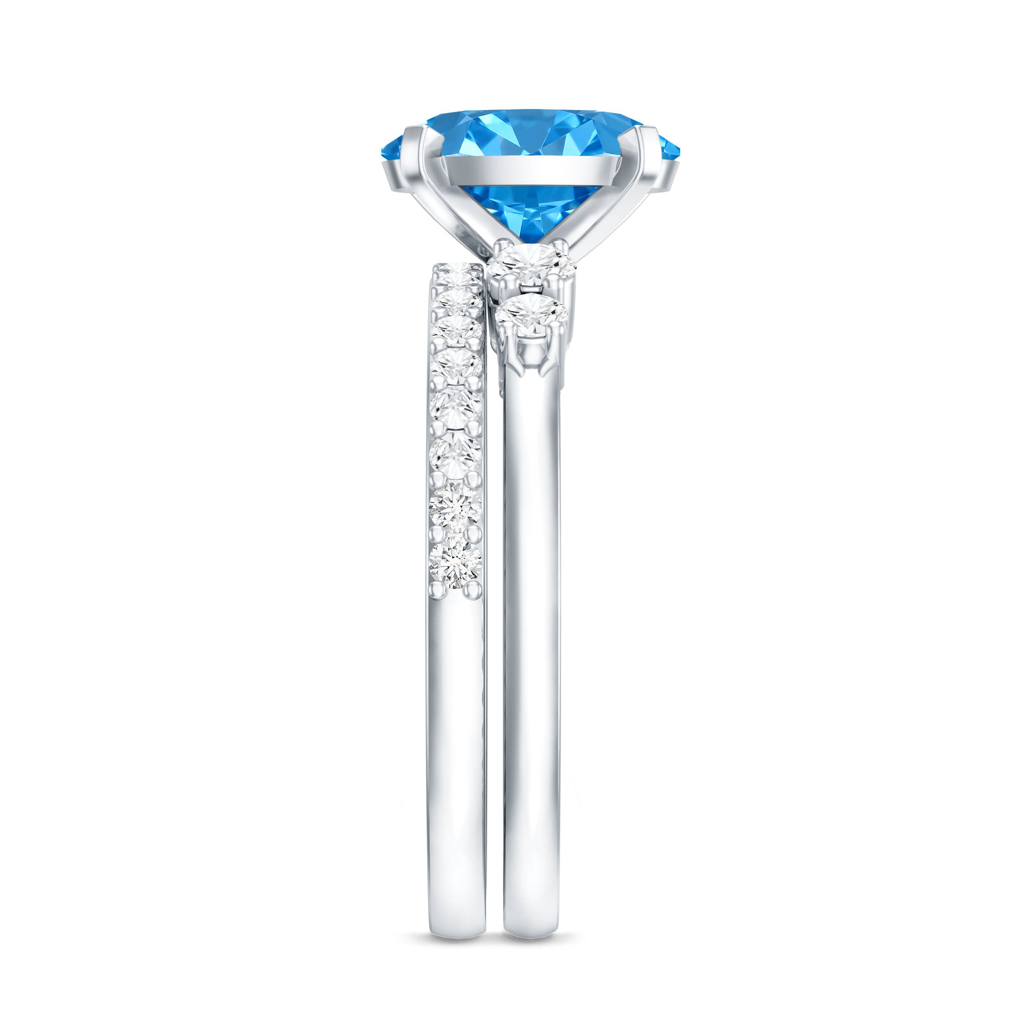 Rosec Jewels-2 Carat Lab Grown Blue Diamond Oval Wedding Ring Set with IGI Certified