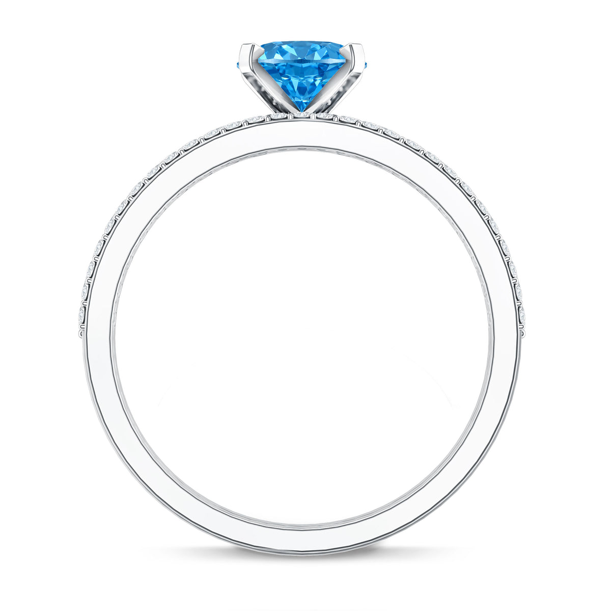 1 Carat Oval Shaped Lab Grown Blue and White Diamond Wedding Ring Set IGI Certified Vivid Blue - VS1 - Rosec Jewels