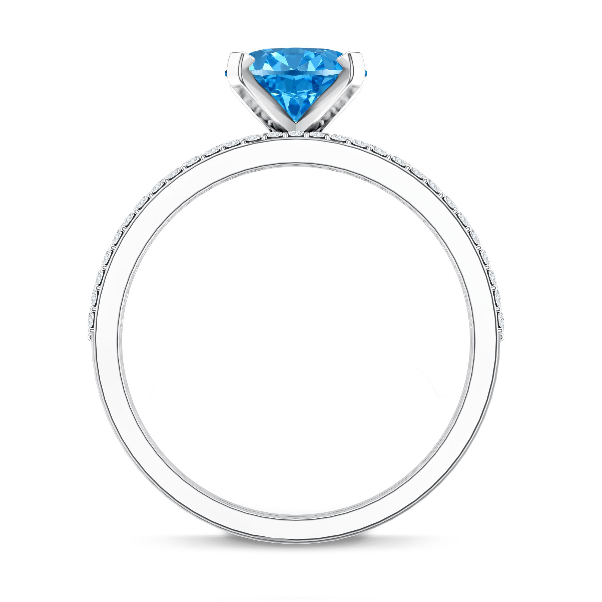 Oval Shaped 2 Carat Lab Blue Diamond Engagement Ring Set with IGI Certificate Vivid Blue - VS1 - Rosec Jewels
