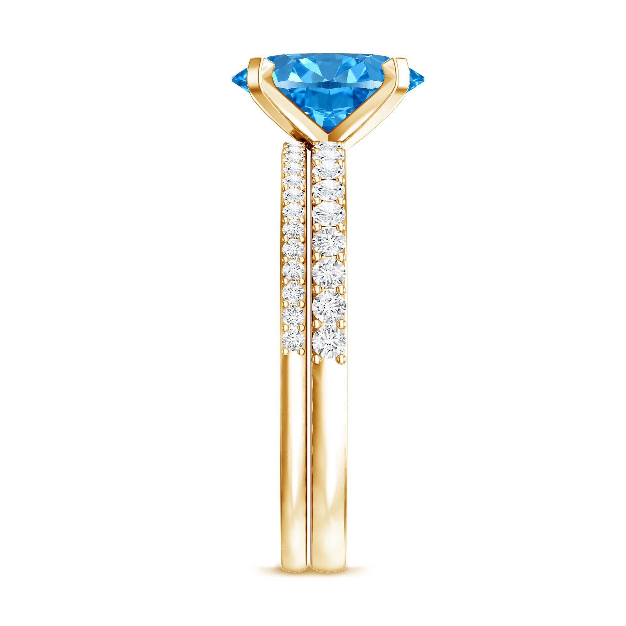 Oval Shaped 2 Carat Lab Blue Diamond Engagement Ring Set with IGI Certificate Vivid Blue - VS1 - Rosec Jewels