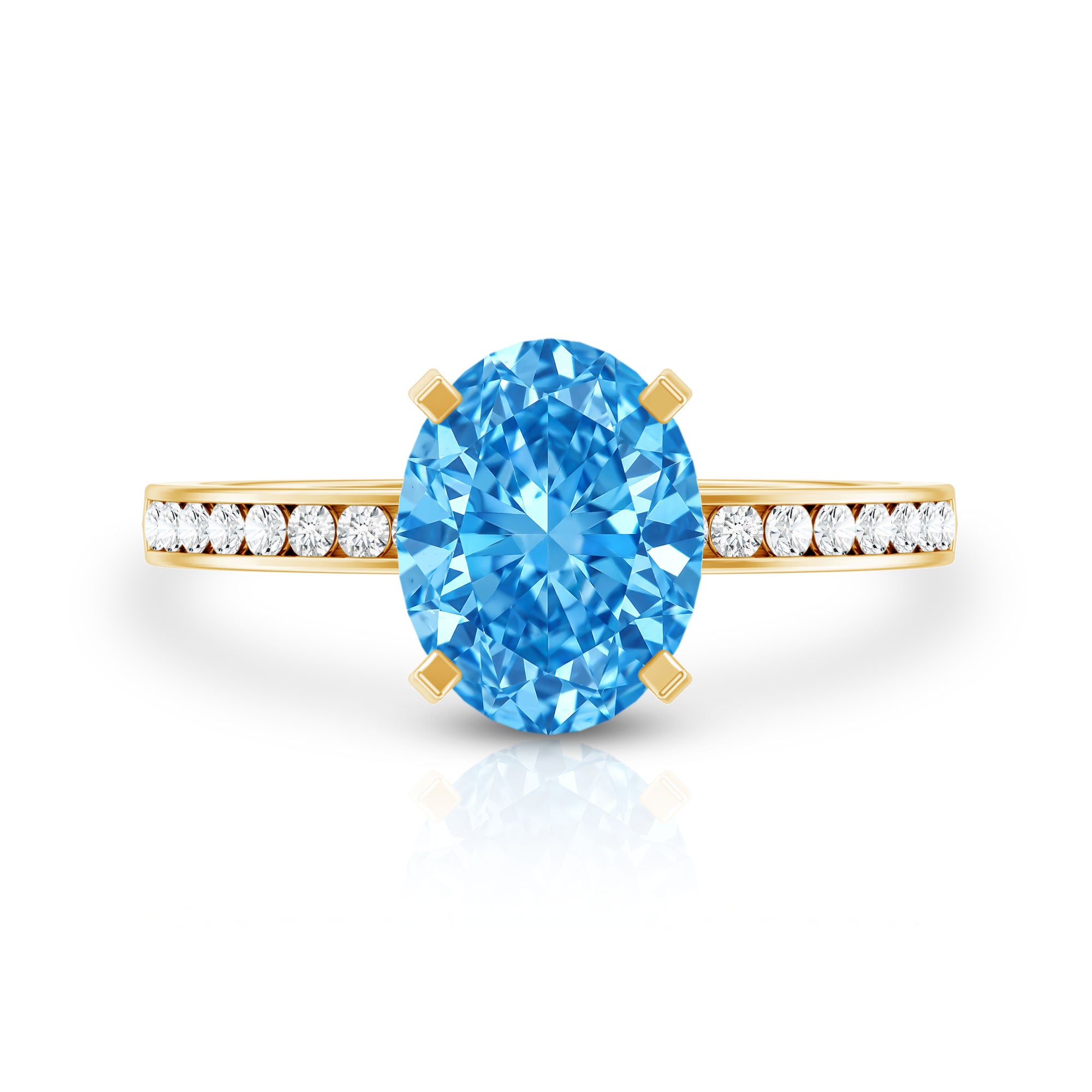 Rosec Jewels-Oval 2 Carat Lab Grown Blue Diamond Solitaire Engagement Ring with IGI Certificate