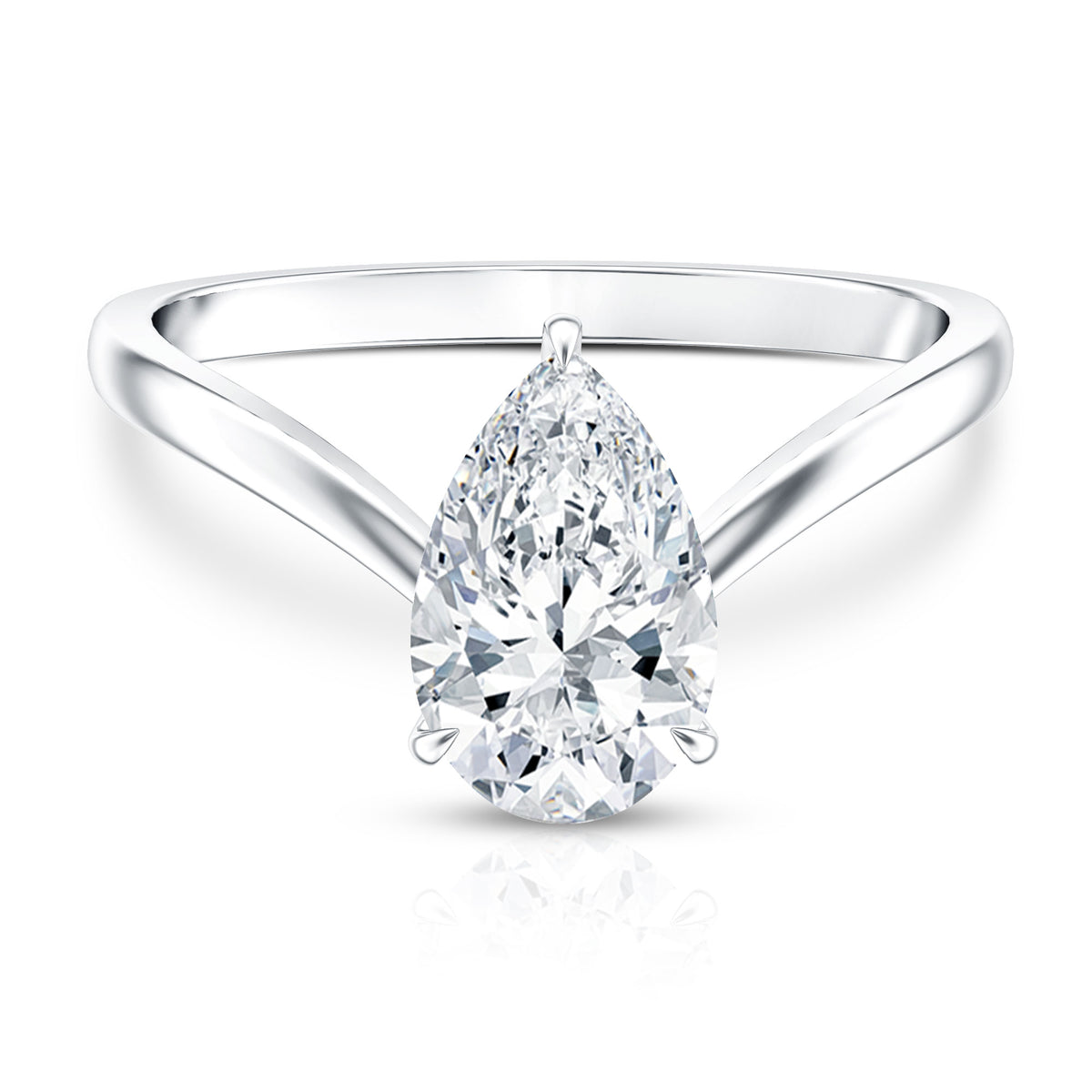 IGI Certified 2 Carat Pear Shape Lab Grown Diamond Chevron Engagement Ring Lab - ( E-VS1 ) - Rosec Jewels