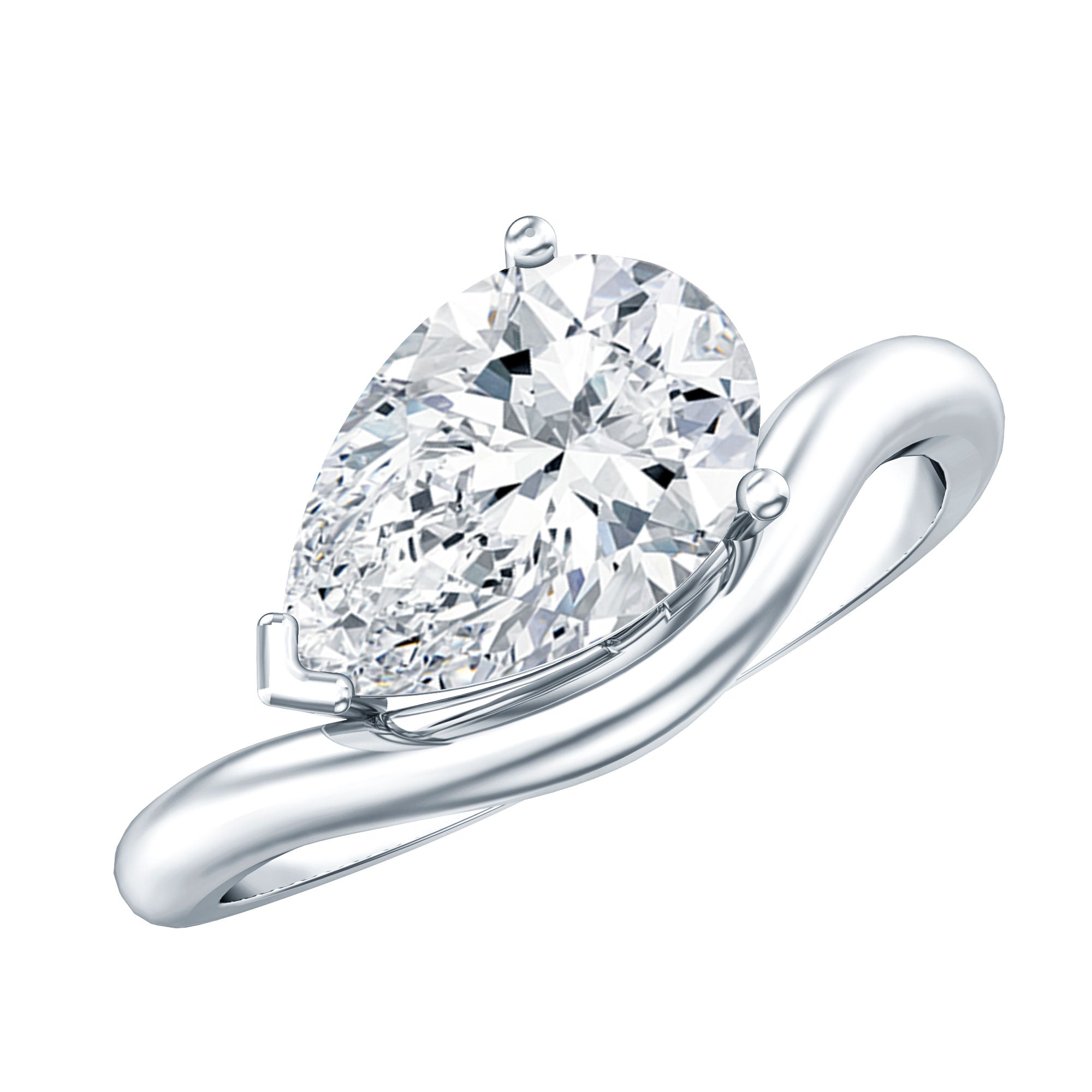 Rosec Jewels-Lab Grown 2 Carat Diamond East West Pear Engagement Ring with IGI Certificate