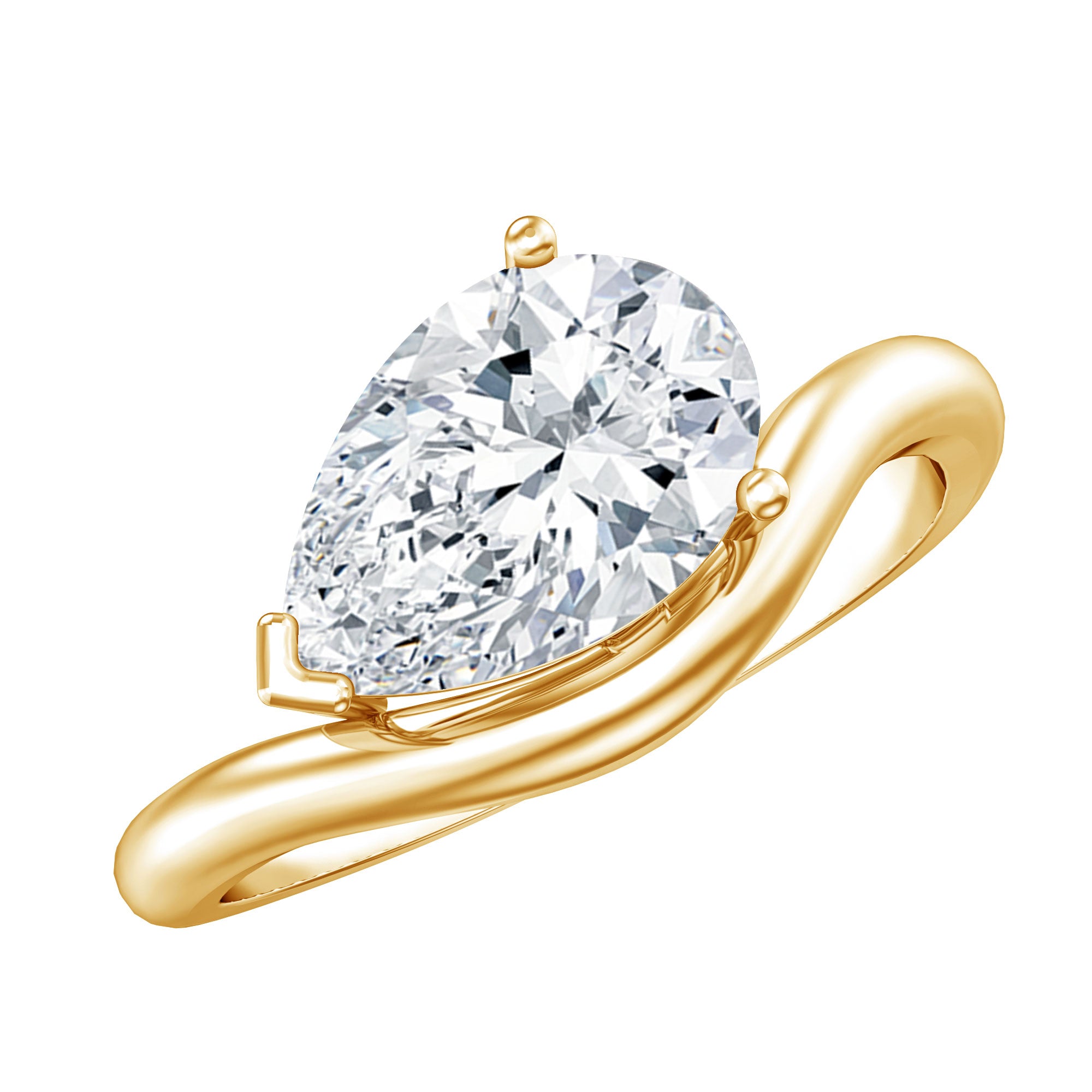 Rosec Jewels-Lab Grown 2 Carat Diamond East West Pear Engagement Ring with IGI Certificate