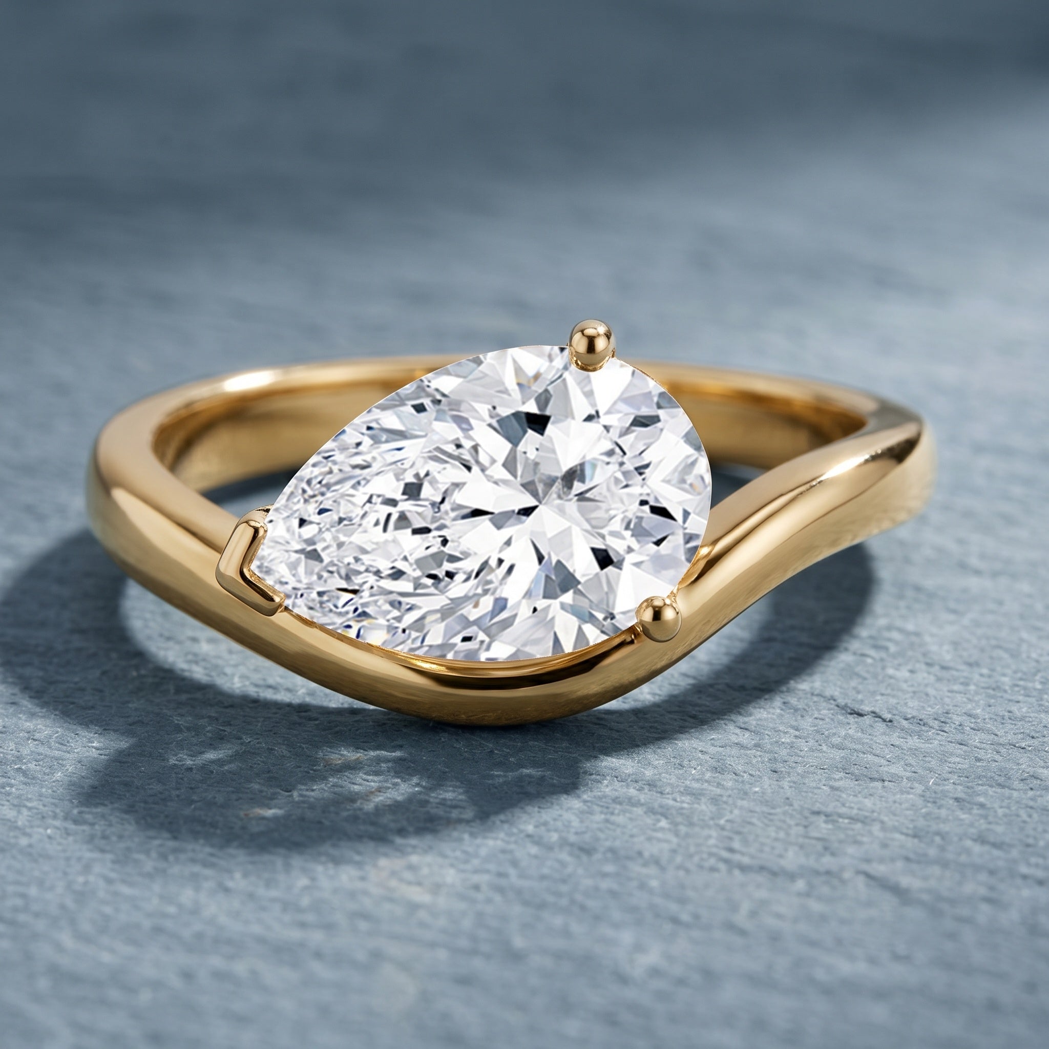 Rosec Jewels-Lab Grown 2 Carat Diamond East West Pear Engagement Ring with IGI Certificate