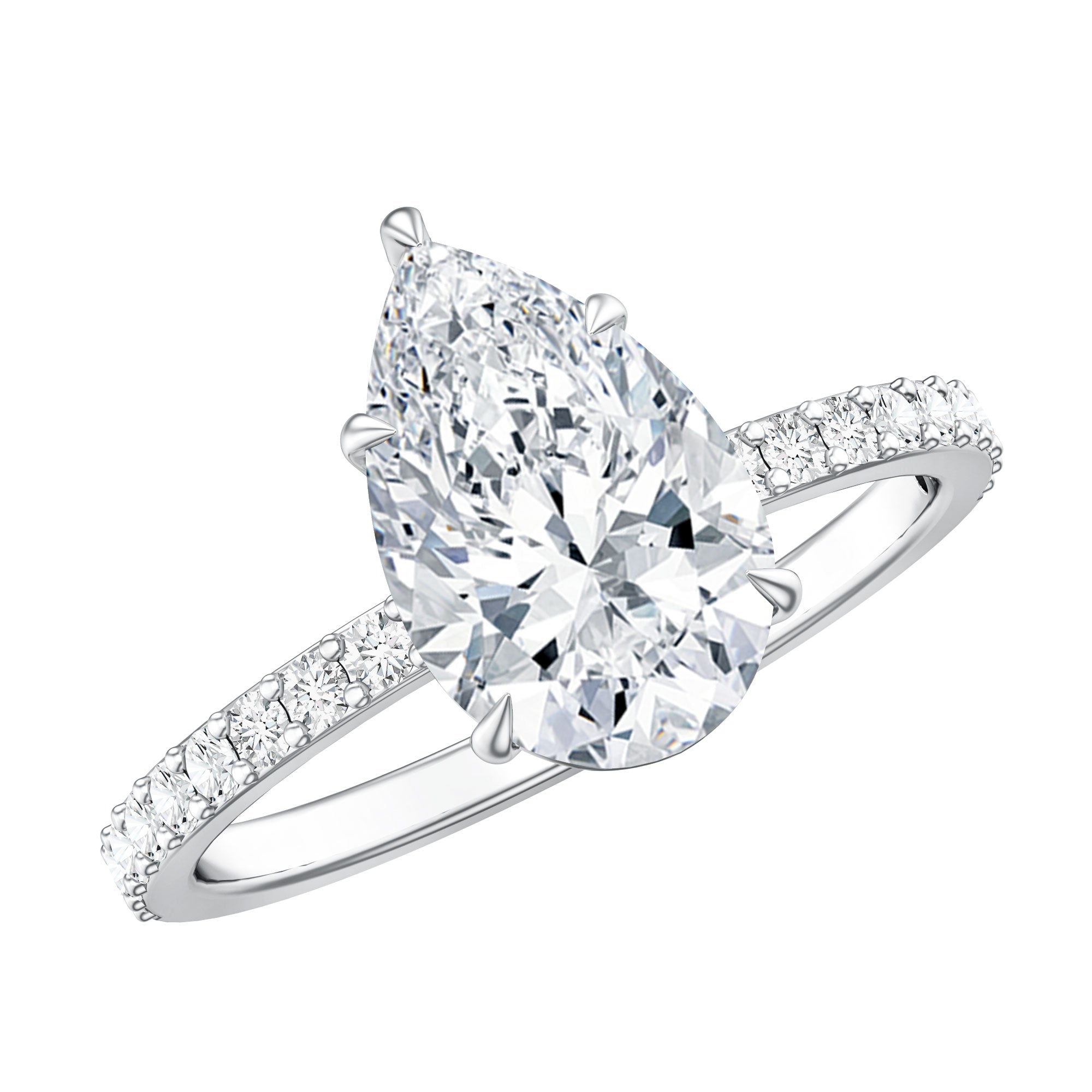 Rosec Jewels-IGI Certified 2 Carat Lab Grown Diamond Teardrop Engagement Ring with Side Stones