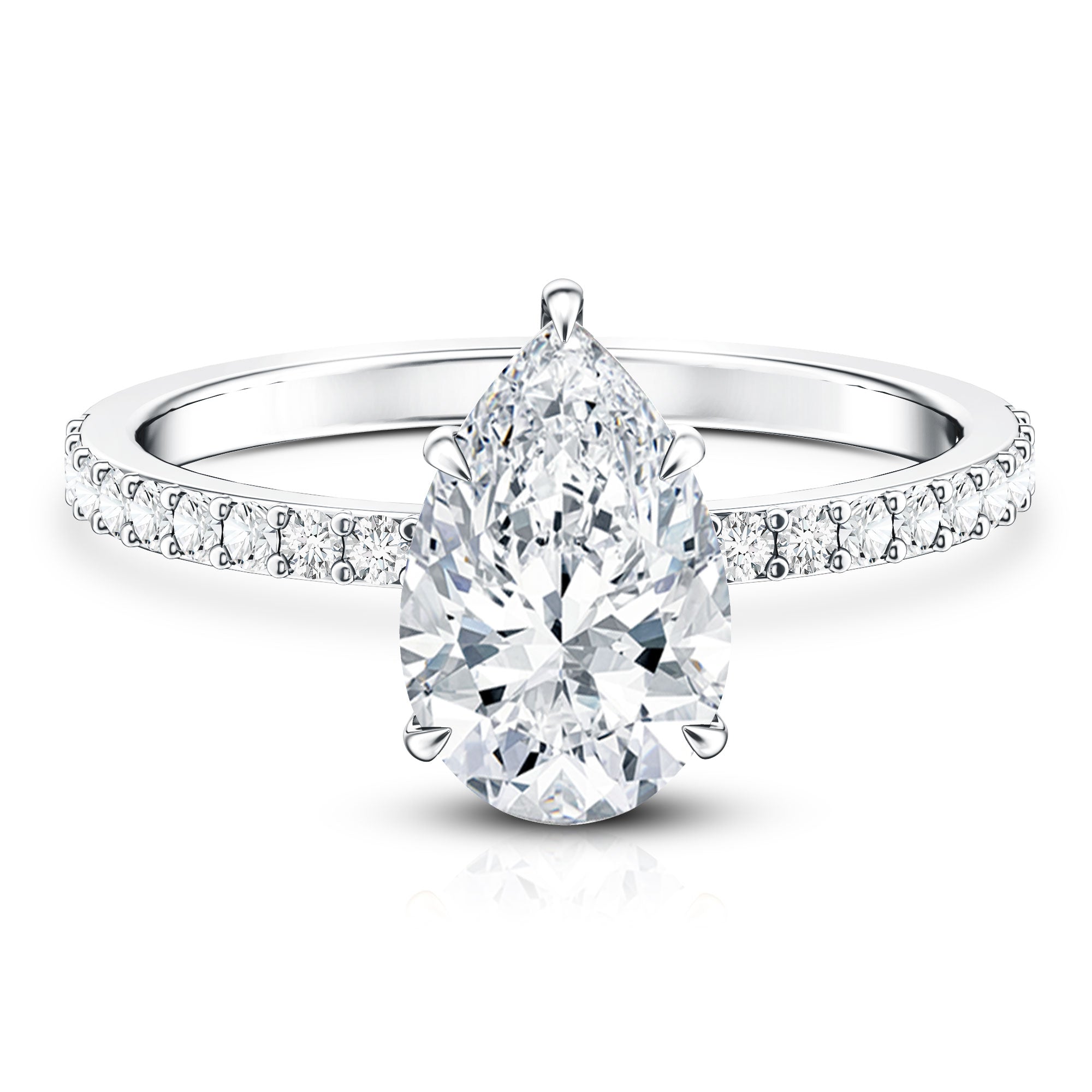 Rosec Jewels-IGI Certified 2 Carat Lab Grown Diamond Teardrop Engagement Ring with Side Stones