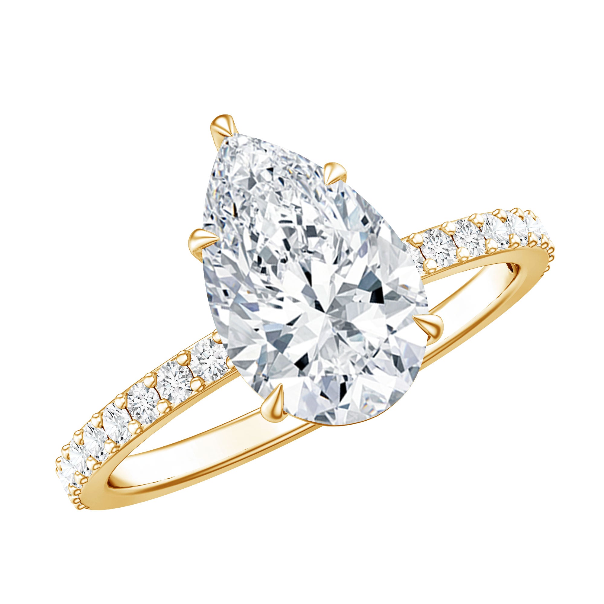 Rosec Jewels-IGI Certified 2 Carat Lab Grown Diamond Teardrop Engagement Ring with Side Stones