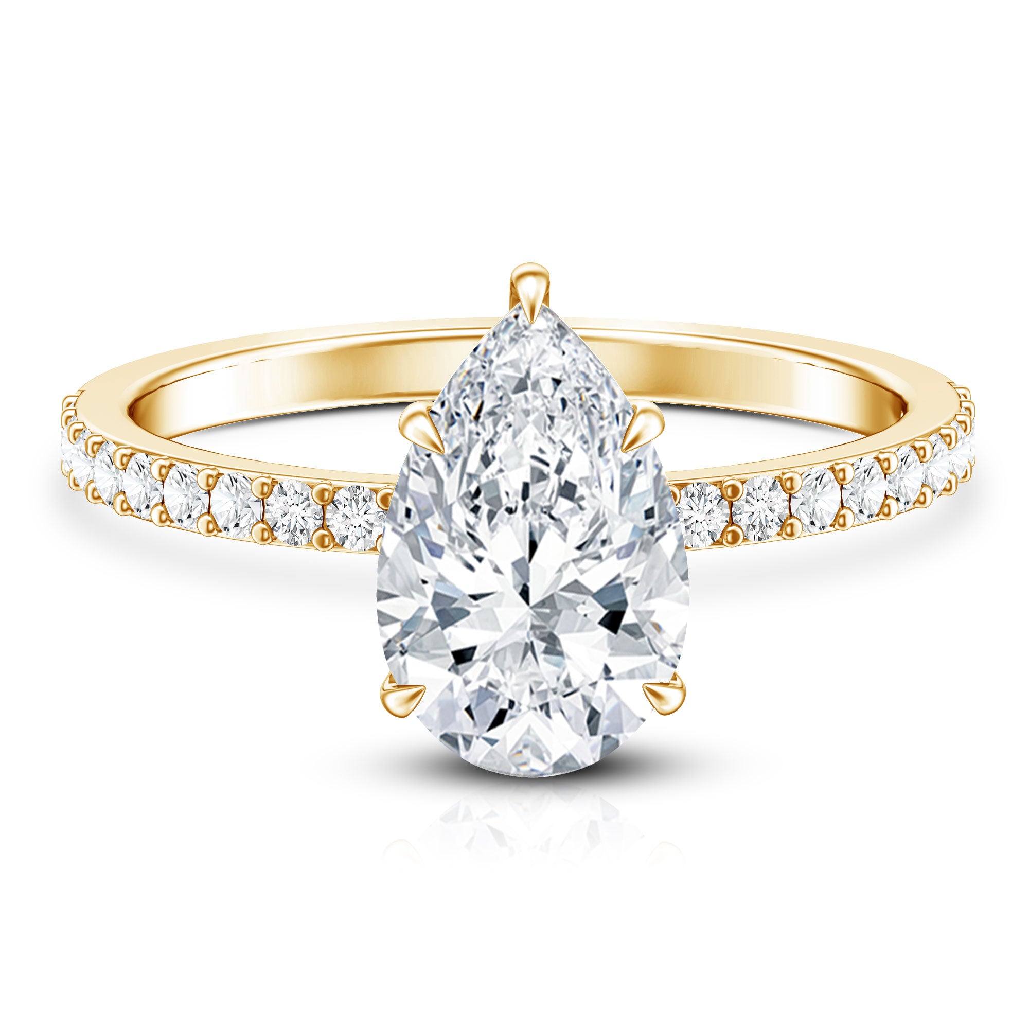 Rosec Jewels-IGI Certified 2 Carat Lab Grown Diamond Teardrop Engagement Ring with Side Stones