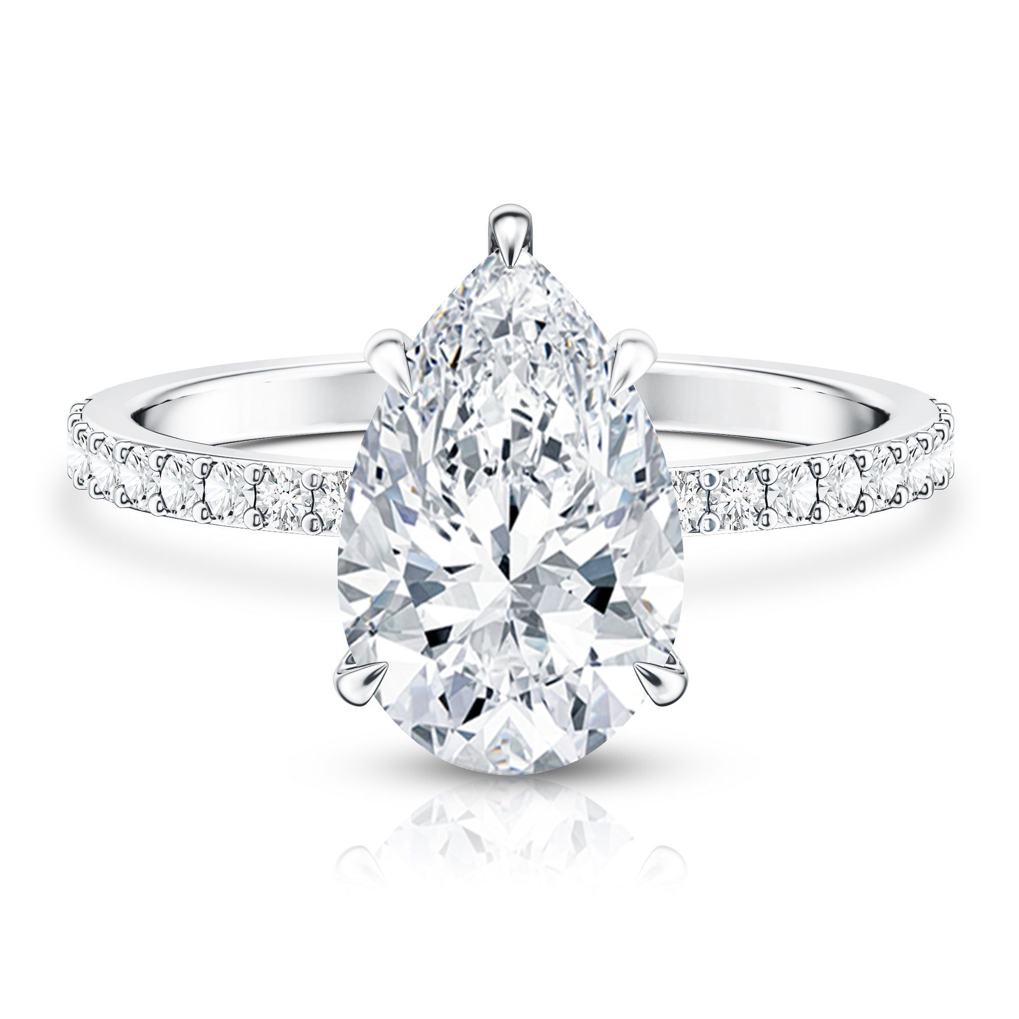 Rosec Jewels-IGI Certified 3 Carat Lab Grown Diamond Pear Shape Engagement Ring for Her