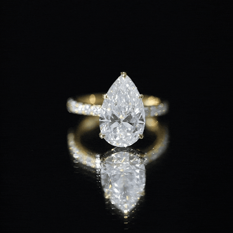 4 Carat Pear Lab Grown Diamond Huge Engagement Ring with IGI Certificate Lab - ( E-VS1 ) - Rosec Jewels