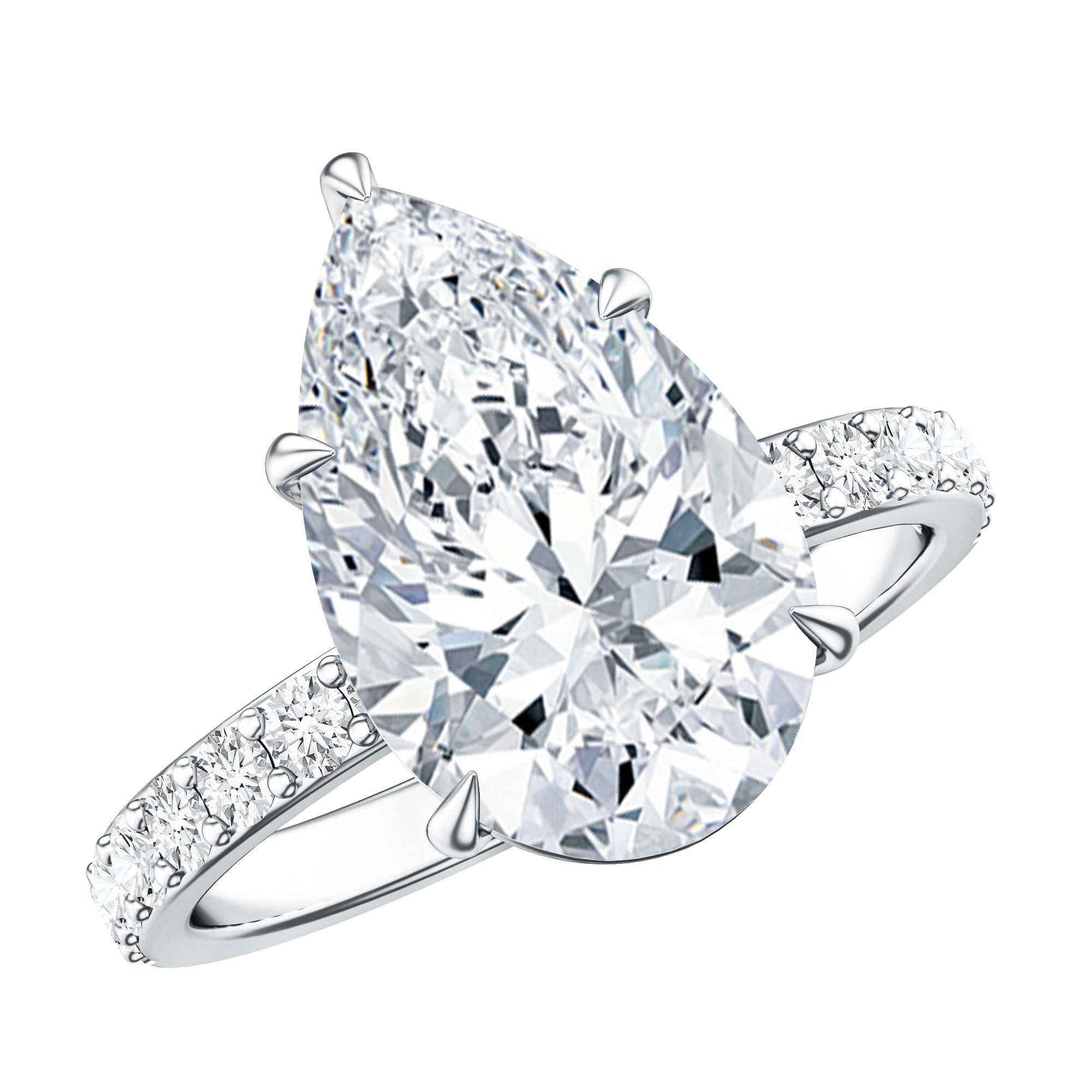 Rosec Jewels-4 Carat Pear Lab Grown Diamond Huge Engagement Ring with IGI Certificate