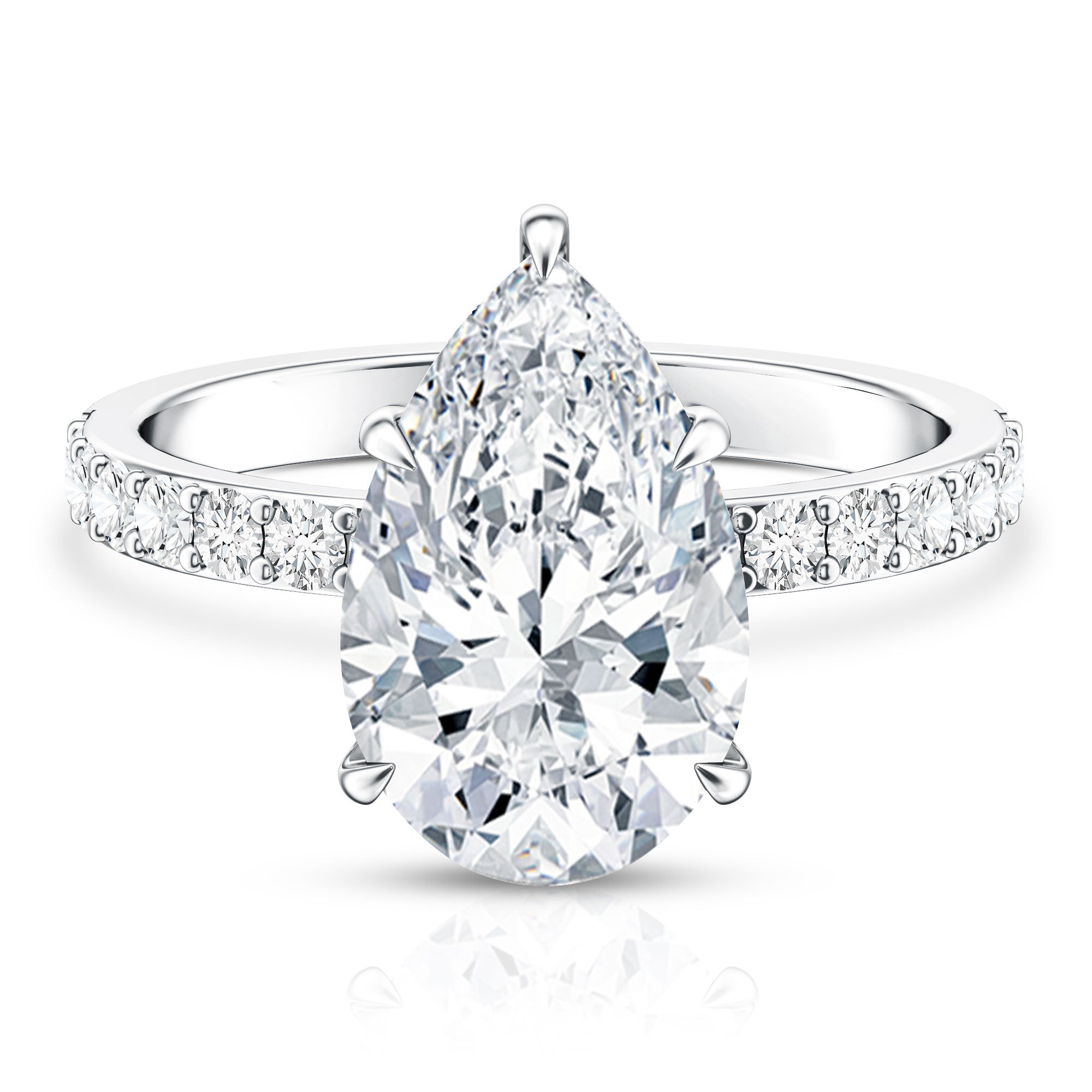 Rosec Jewels-4 Carat Pear Lab Grown Diamond Huge Engagement Ring with IGI Certificate