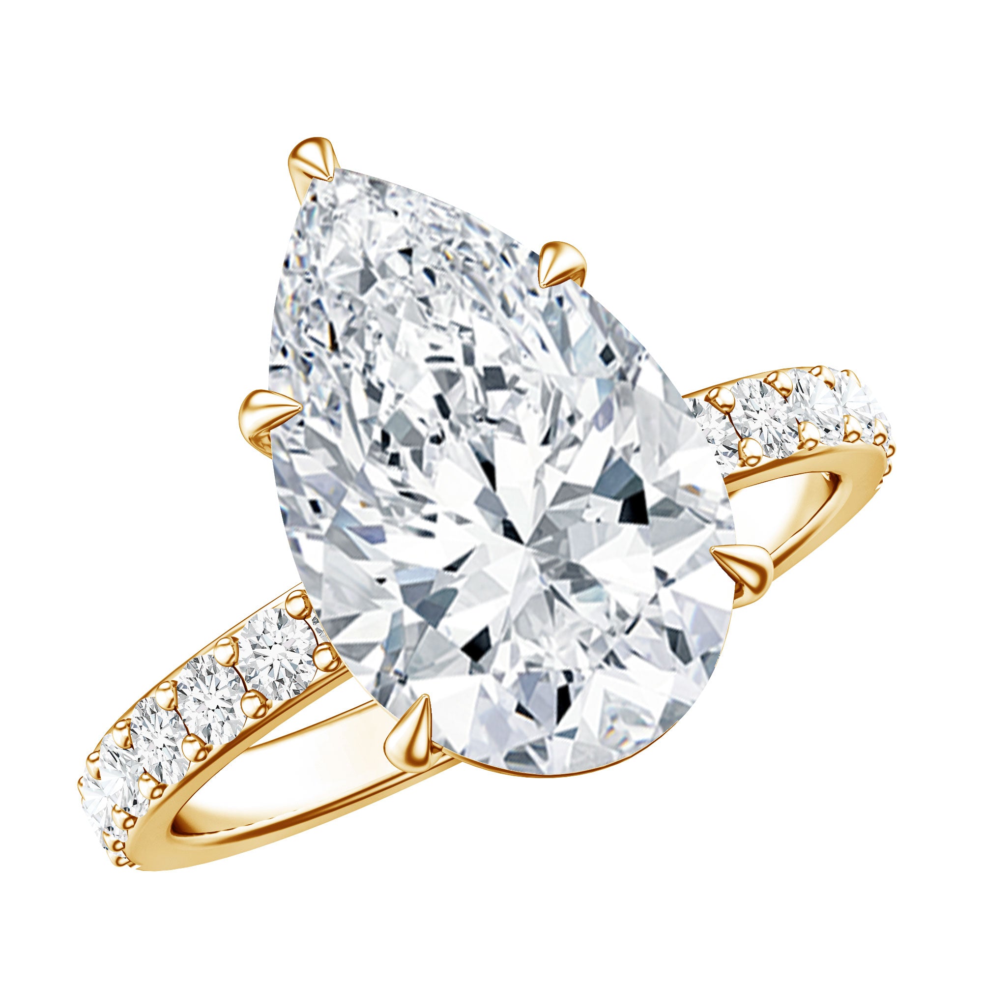 Rosec Jewels-4 Carat Pear Lab Grown Diamond Huge Engagement Ring with IGI Certificate