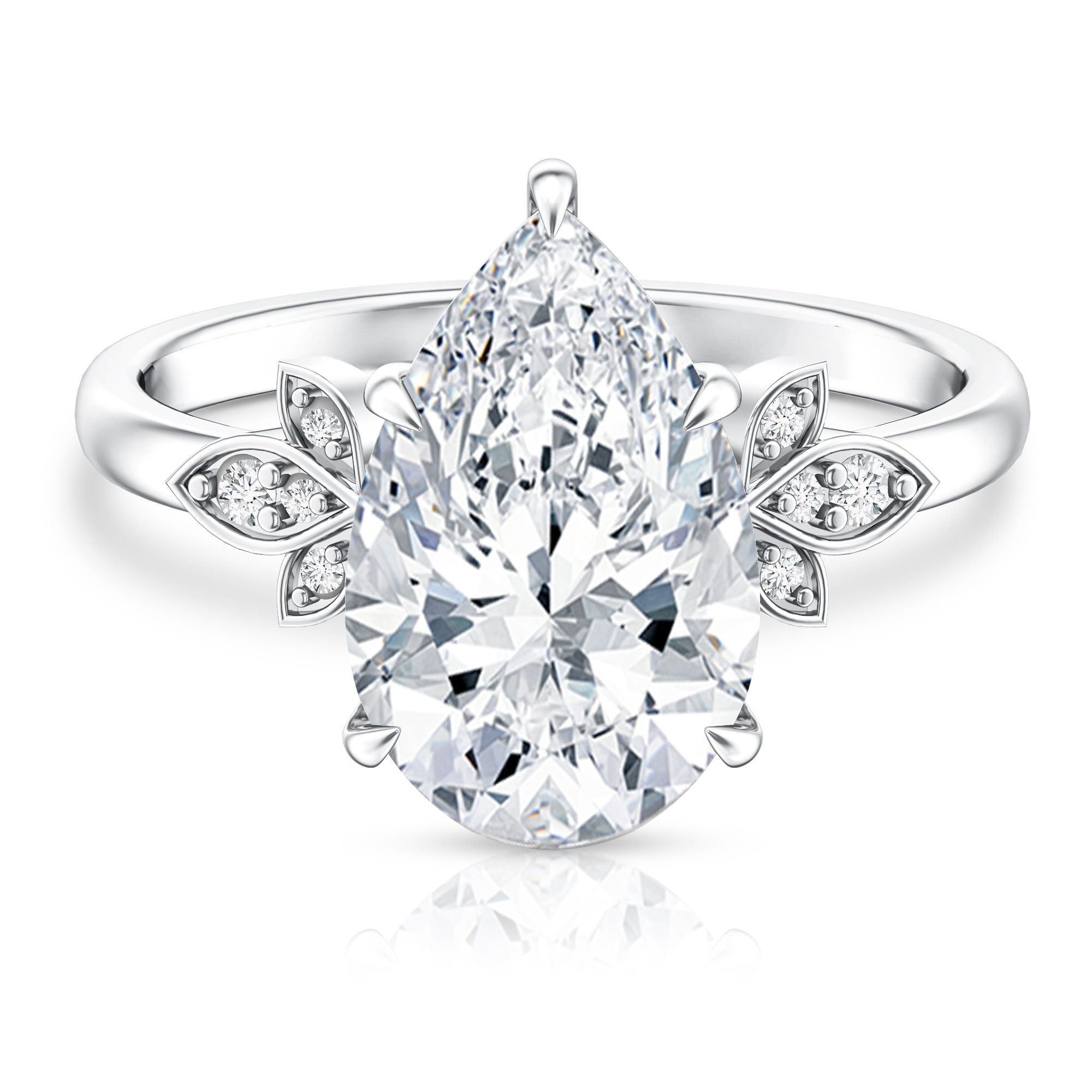 Rosec Jewels-IGI Certified Nature Inspired Lab Grown Diamond Pear Engagement Ring 4 Carat