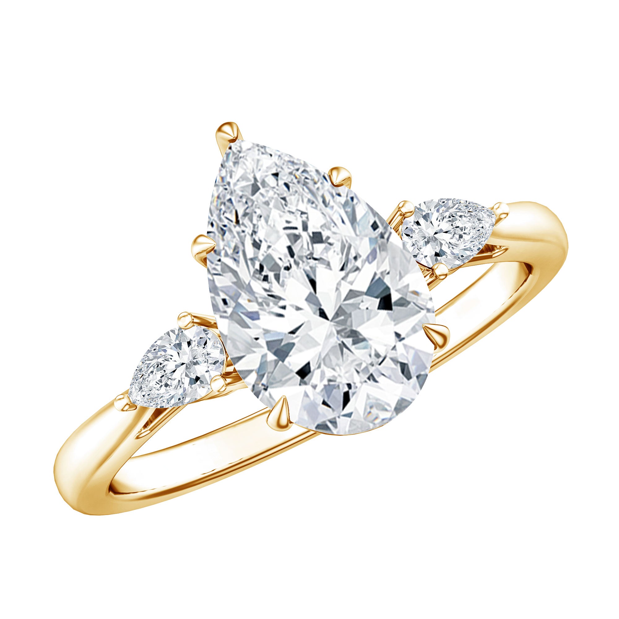 Rosec Jewels-2 Carat Pear Lab Grown Diamond Three Stone Engagement Ring IGI Certified