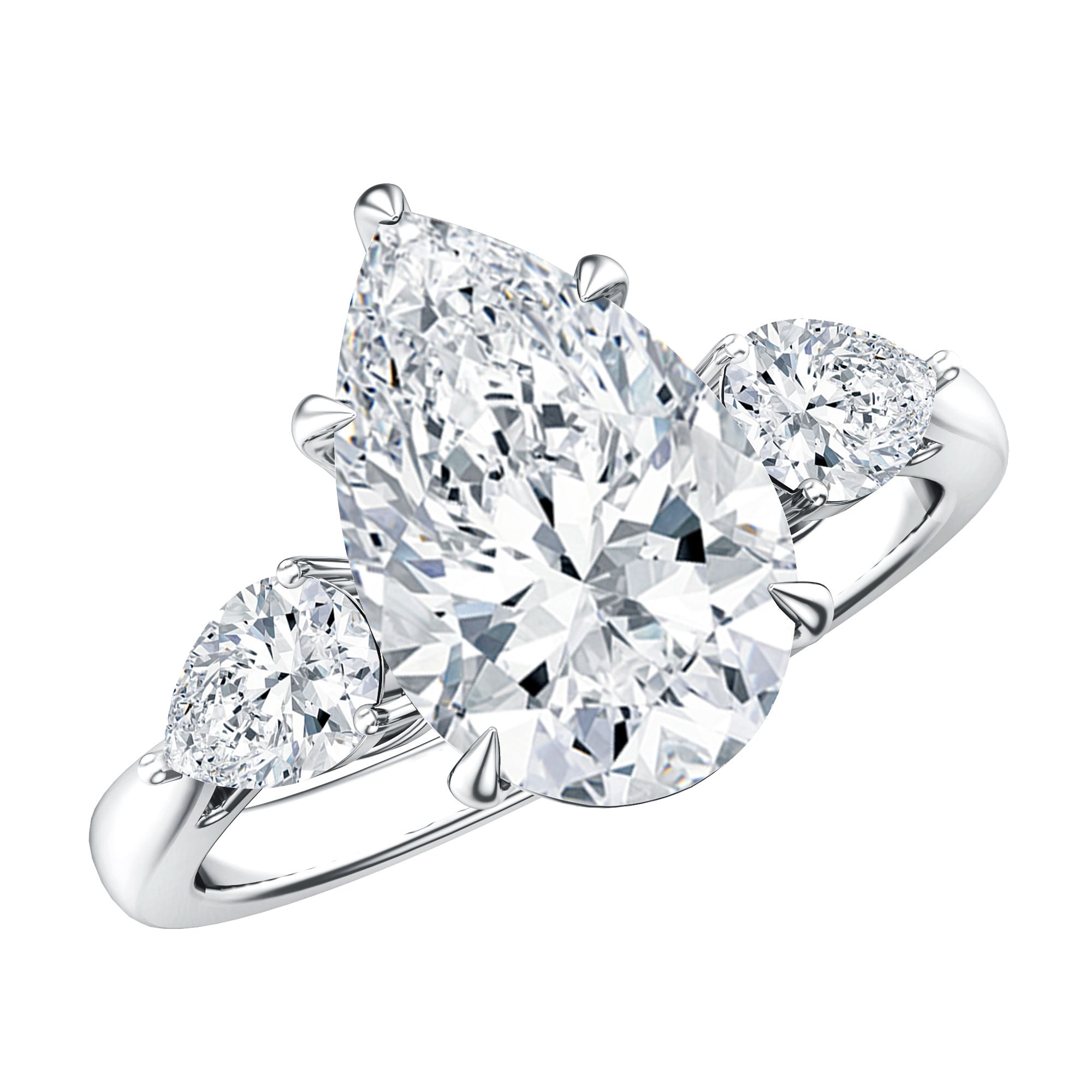 Rosec Jewels-Pear Shape 3 Carat Lab Grown Diamond Statement Ring for Women with IGI Certificate