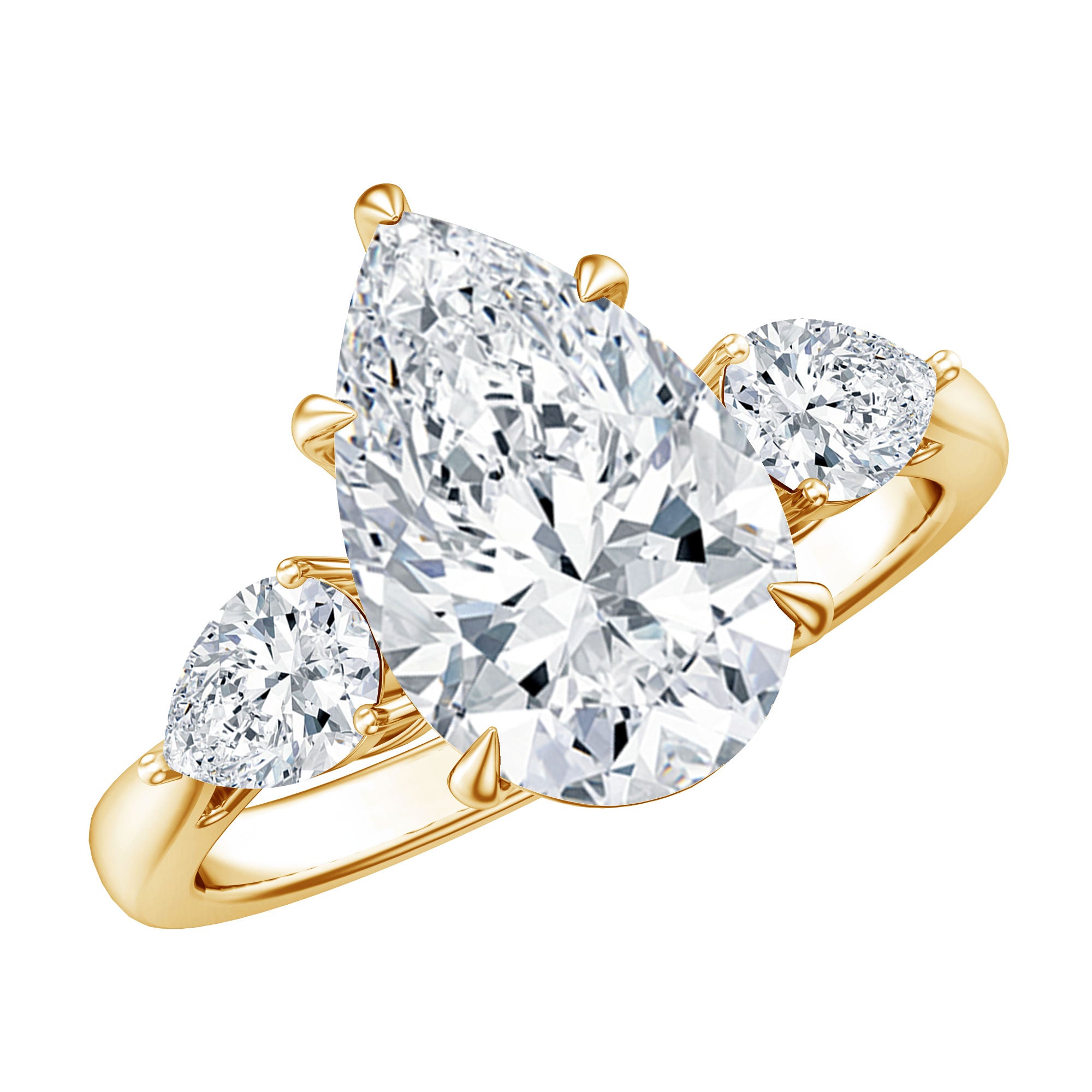 Rosec Jewels-Pear Shape 3 Carat Lab Grown Diamond Statement Ring for Women with IGI Certificate